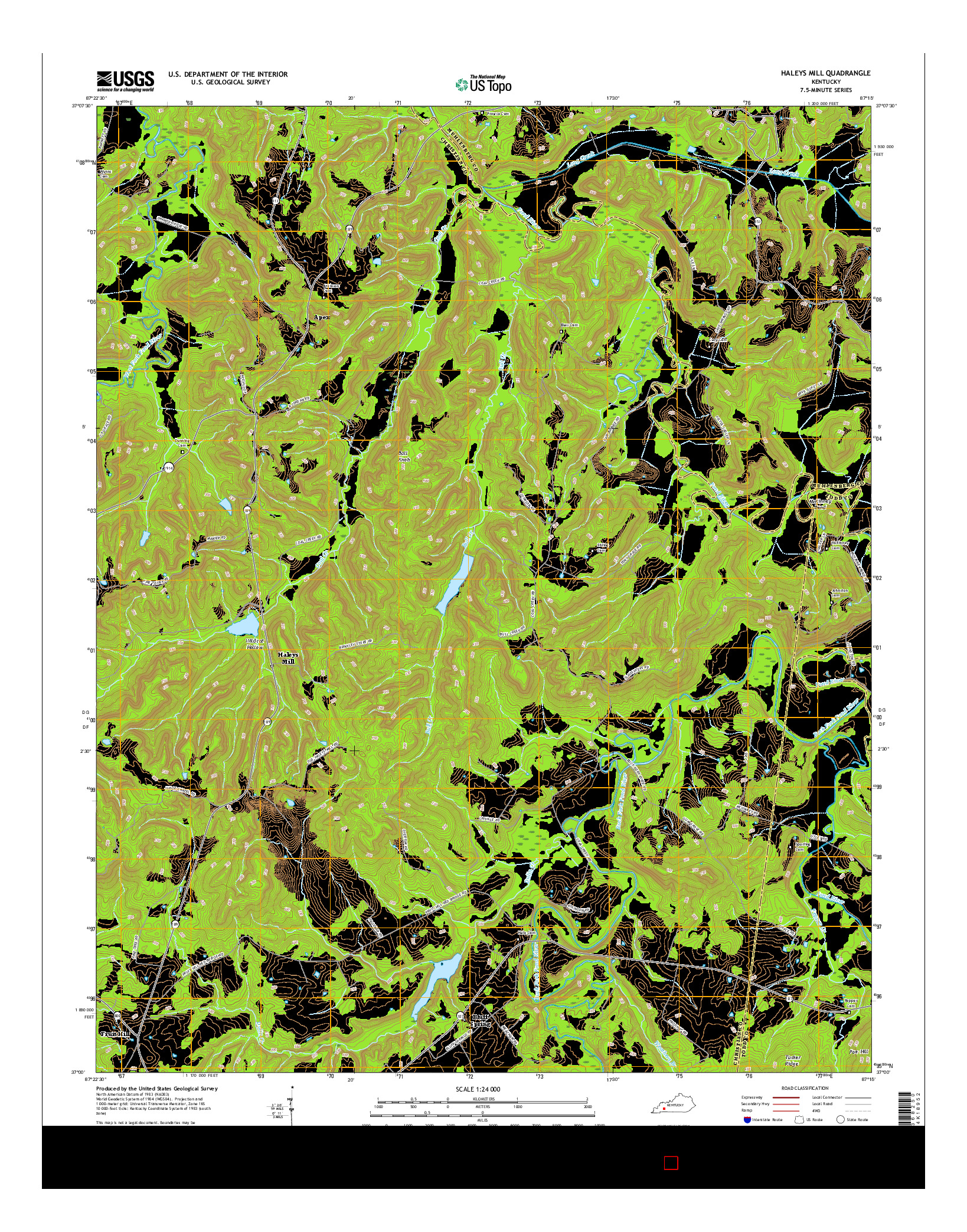 USGS US TOPO 7.5-MINUTE MAP FOR HALEYS MILL, KY 2016