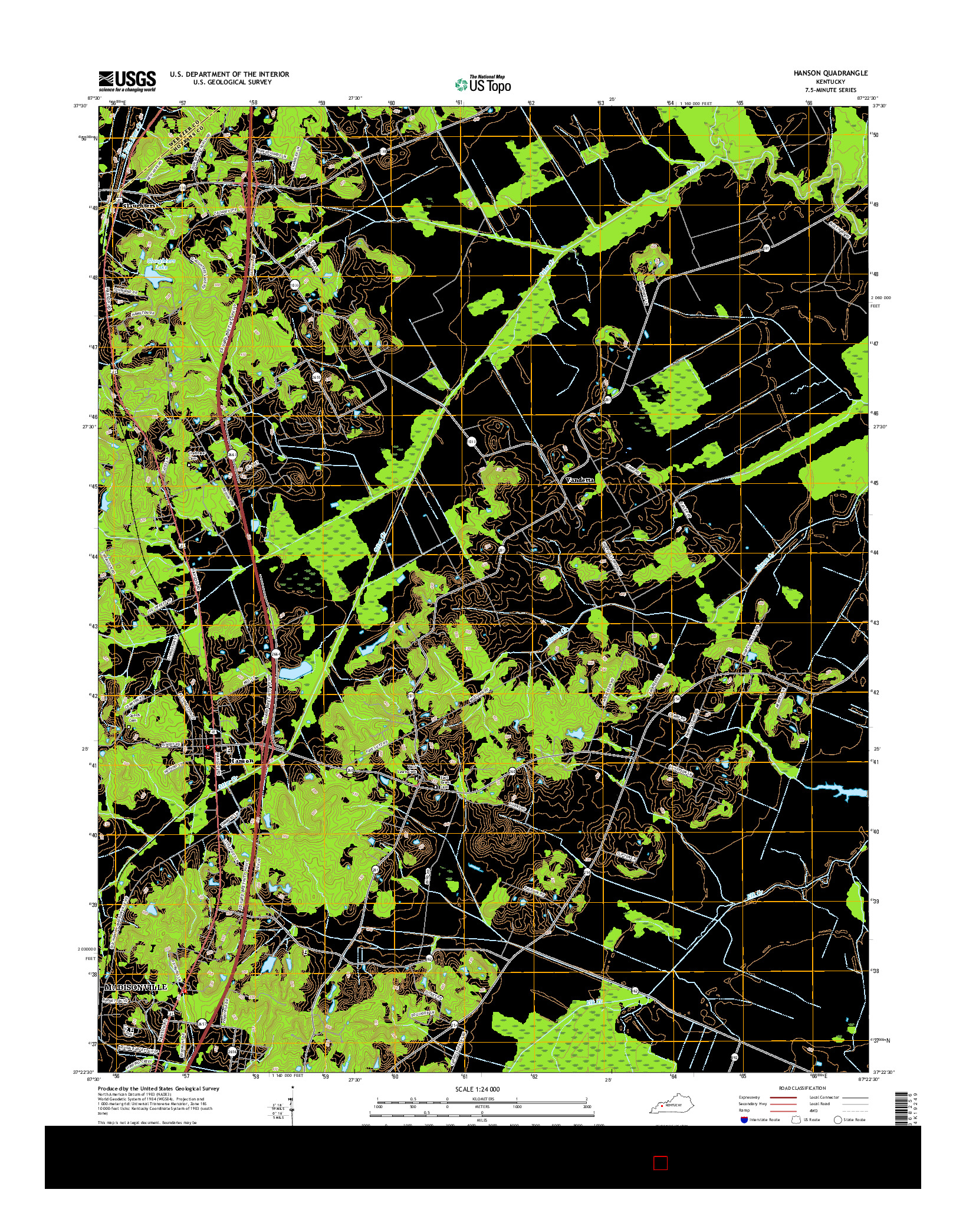 USGS US TOPO 7.5-MINUTE MAP FOR HANSON, KY 2016