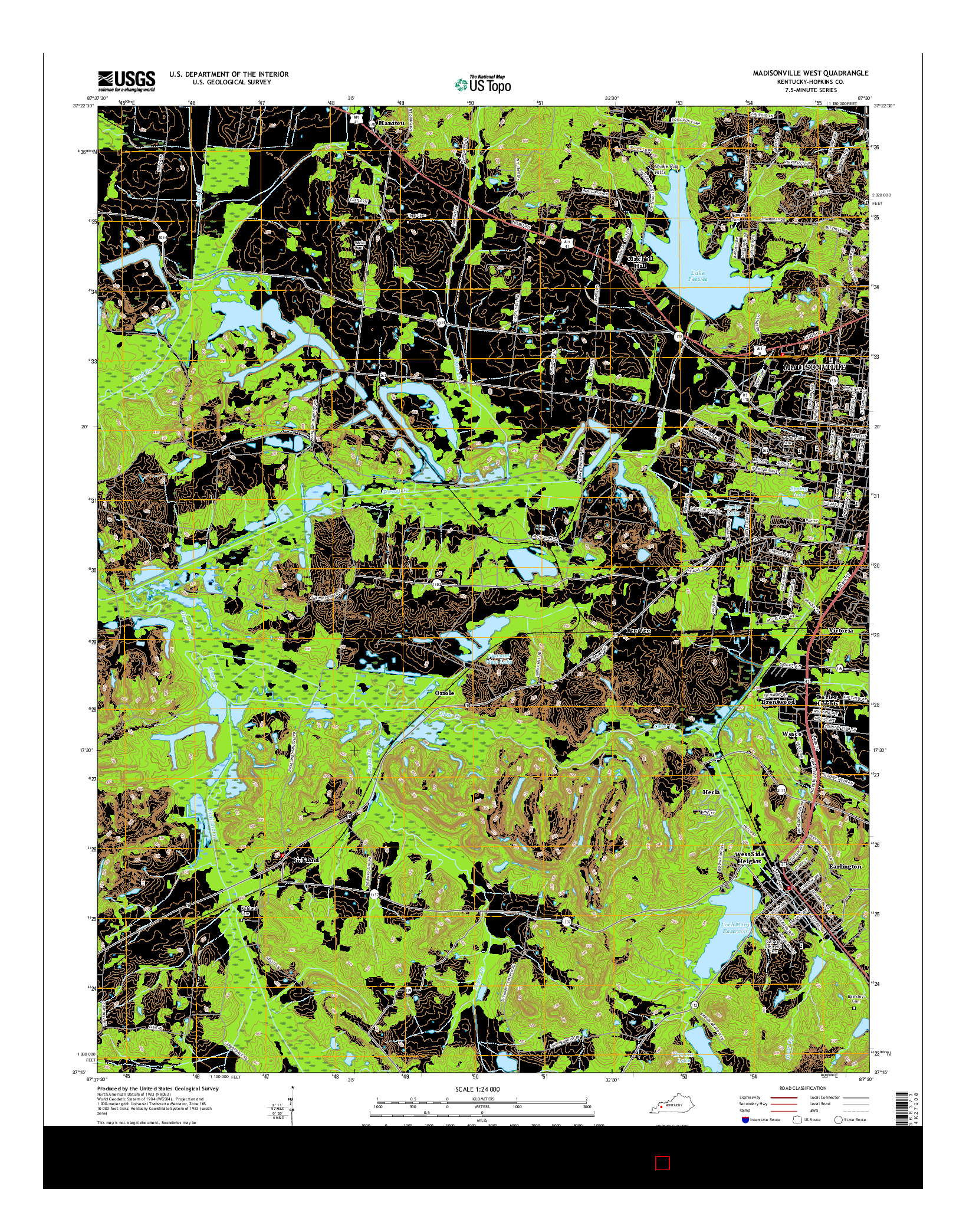 USGS US TOPO 7.5-MINUTE MAP FOR MADISONVILLE WEST, KY 2016