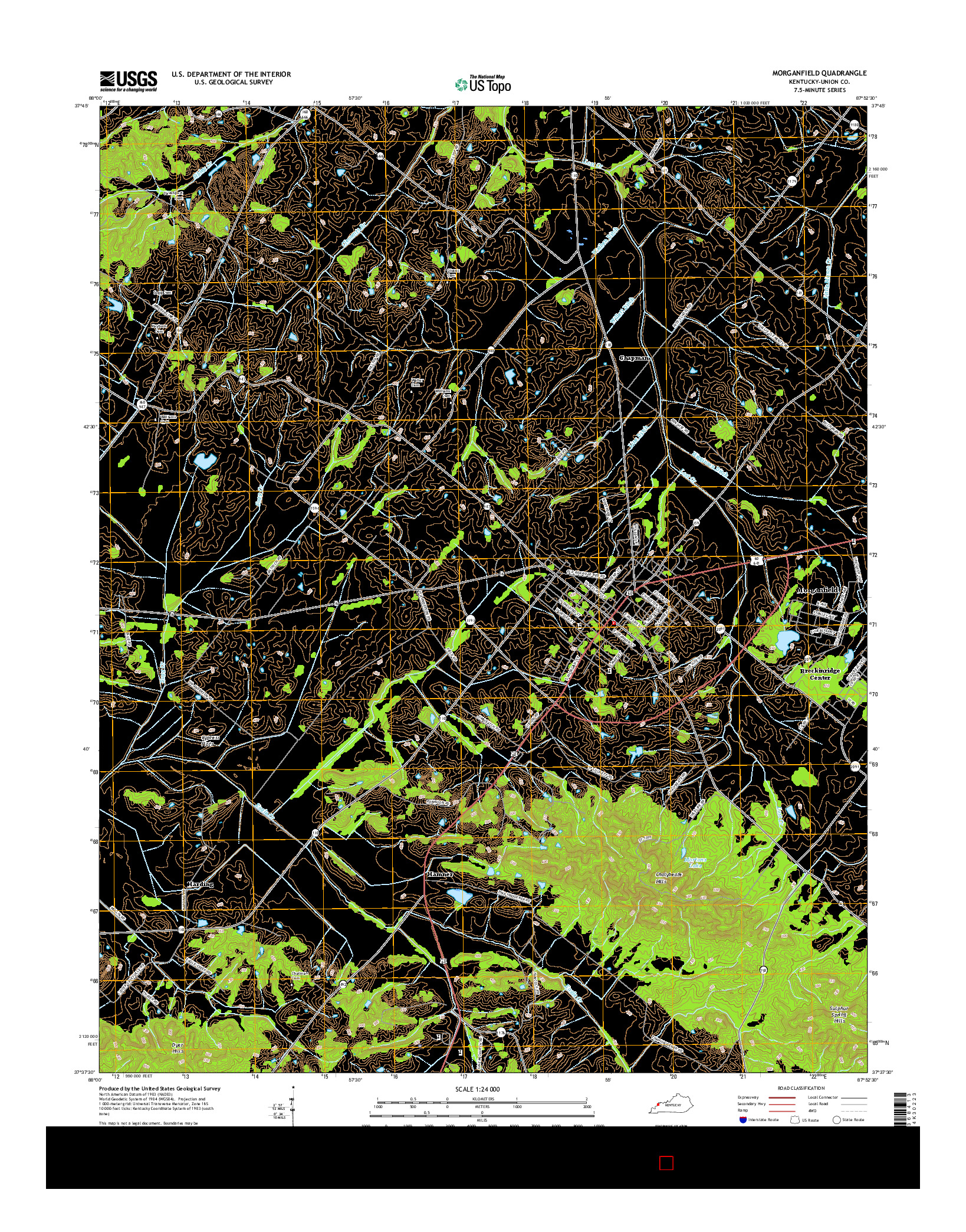 USGS US TOPO 7.5-MINUTE MAP FOR MORGANFIELD, KY 2016