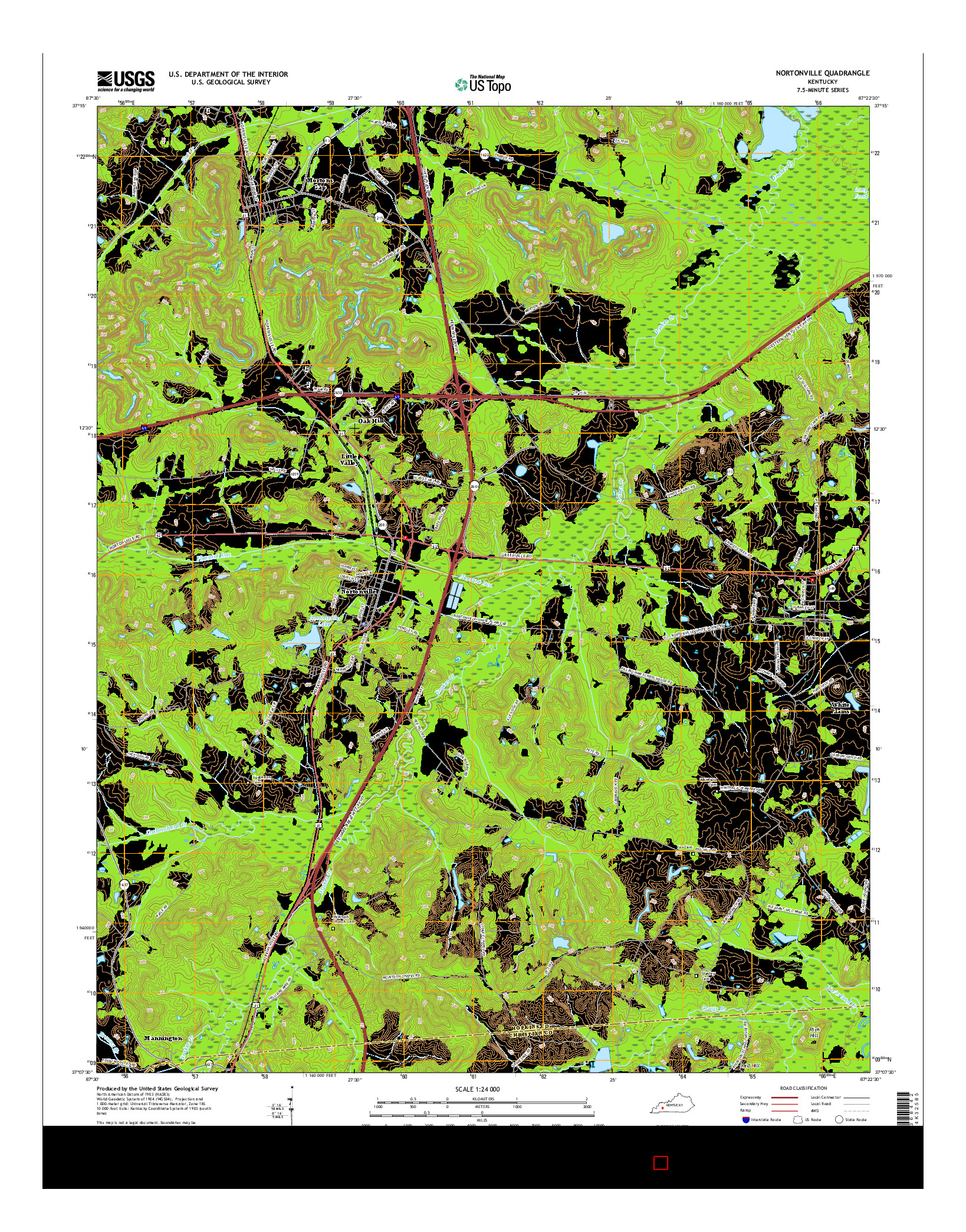 USGS US TOPO 7.5-MINUTE MAP FOR NORTONVILLE, KY 2016