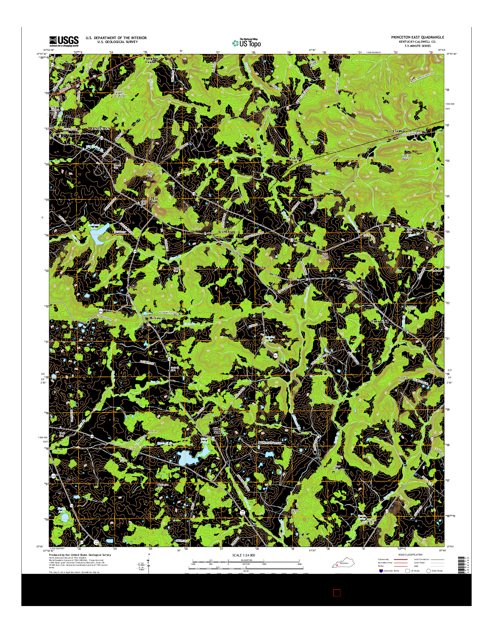 USGS US TOPO 7.5-MINUTE MAP FOR PRINCETON EAST, KY 2016