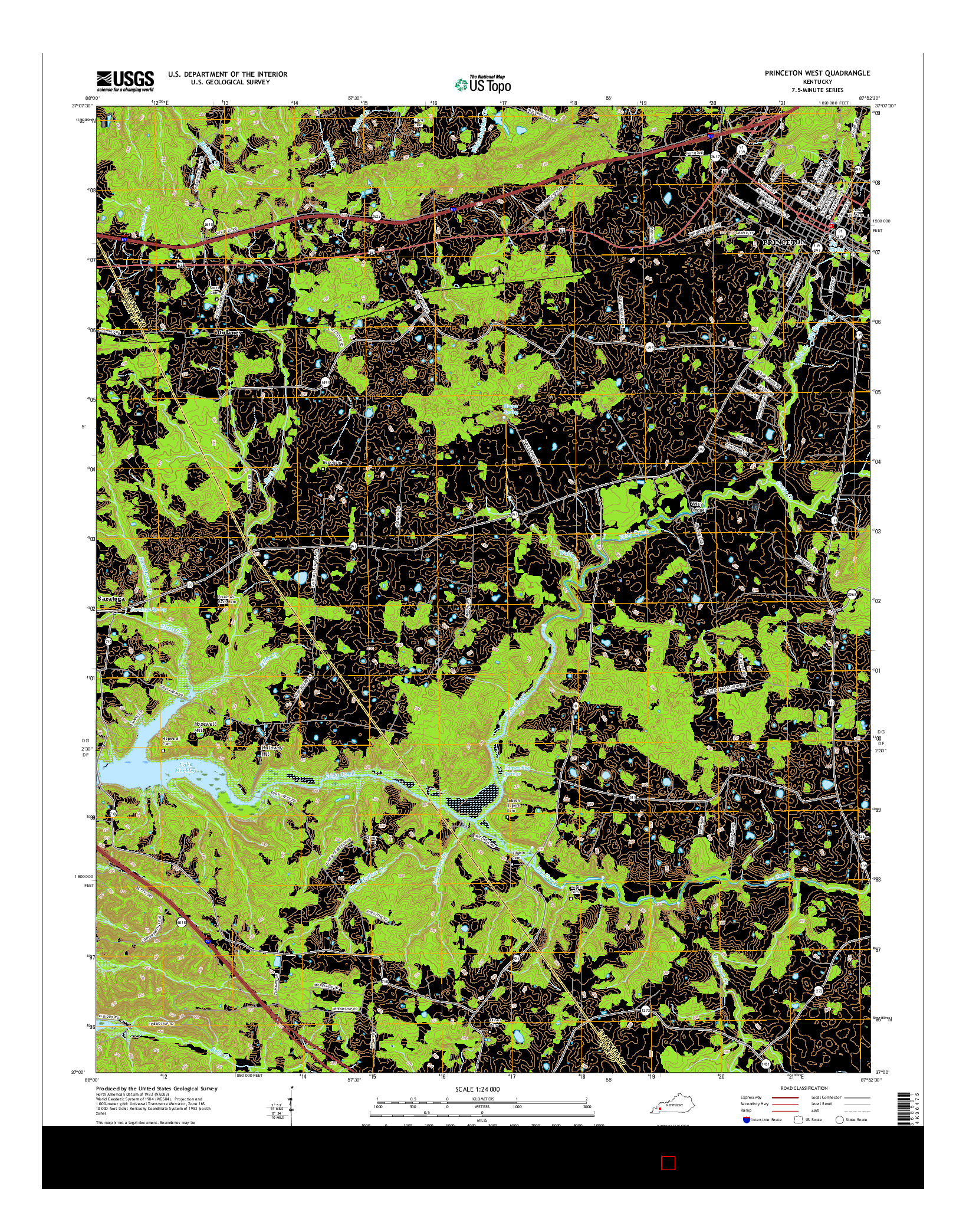 USGS US TOPO 7.5-MINUTE MAP FOR PRINCETON WEST, KY 2016