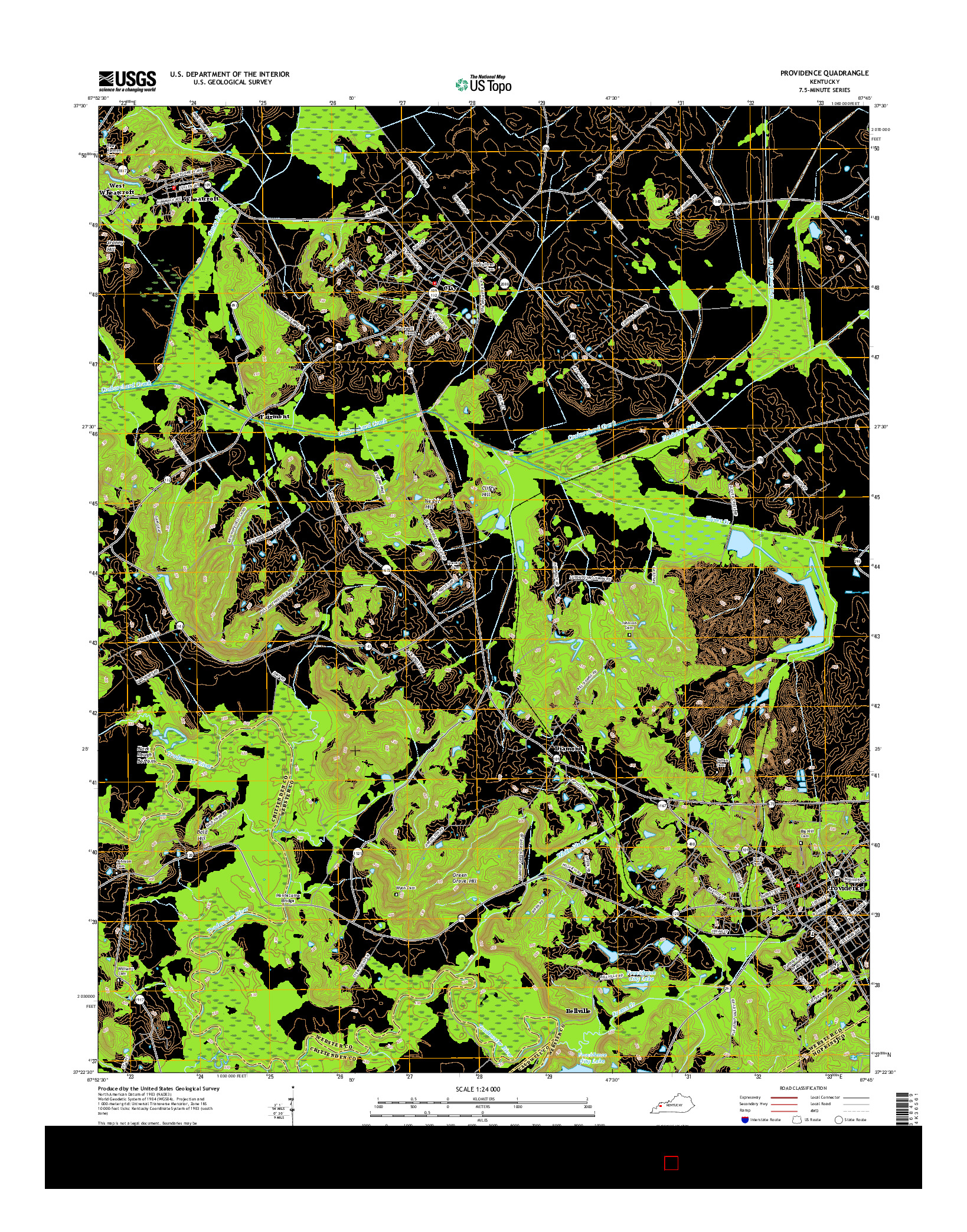 USGS US TOPO 7.5-MINUTE MAP FOR PROVIDENCE, KY 2016