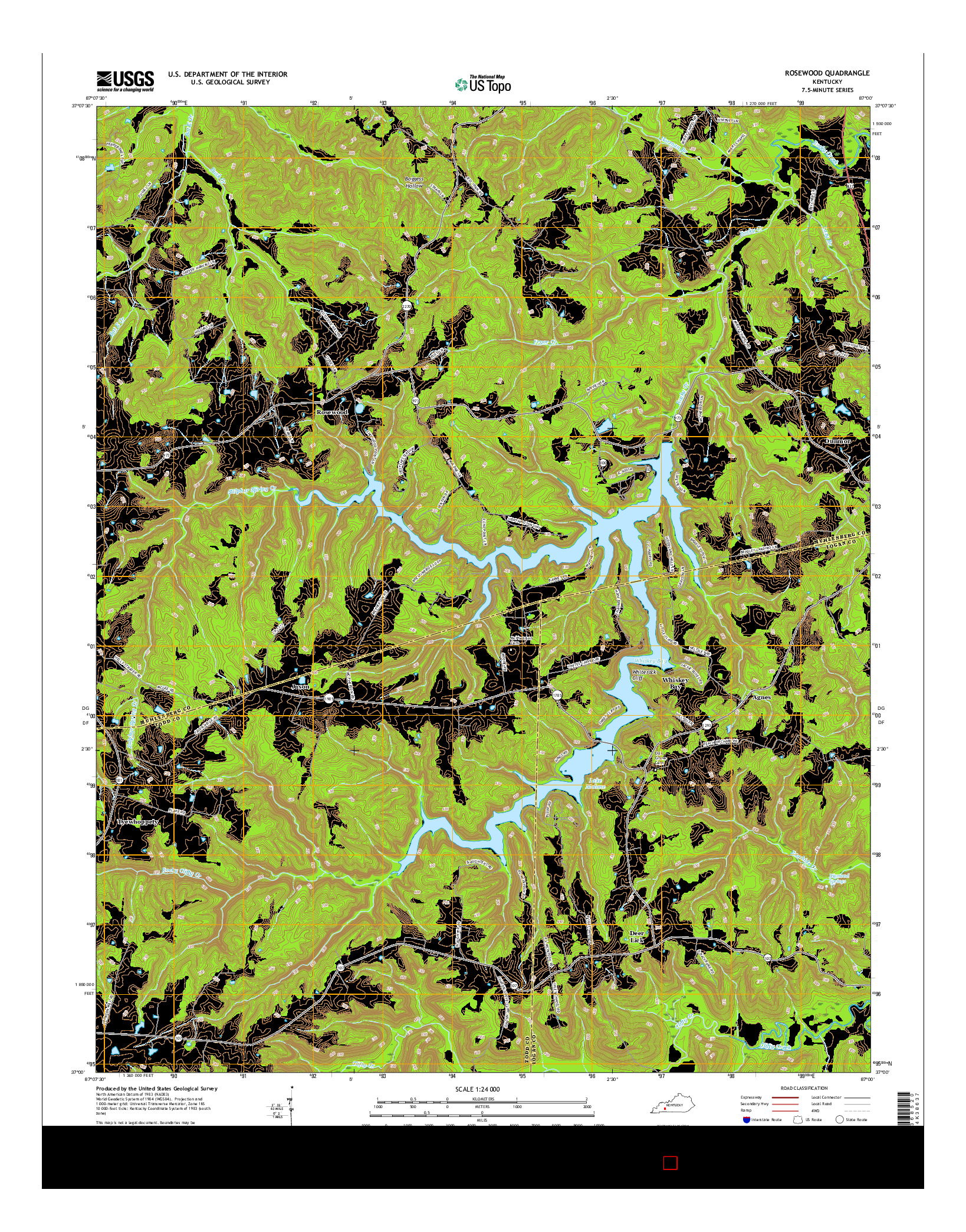 USGS US TOPO 7.5-MINUTE MAP FOR ROSEWOOD, KY 2016