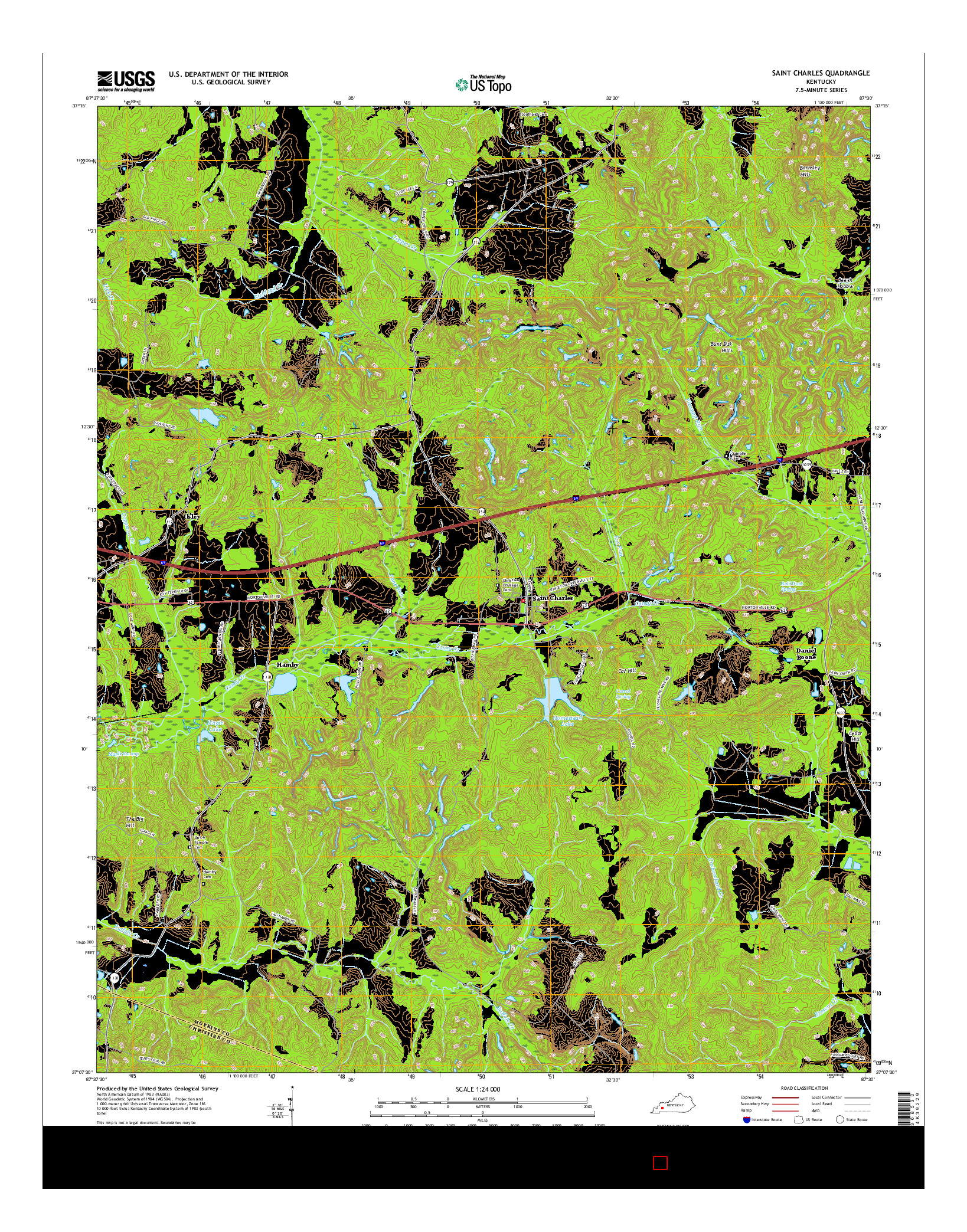 USGS US TOPO 7.5-MINUTE MAP FOR SAINT CHARLES, KY 2016