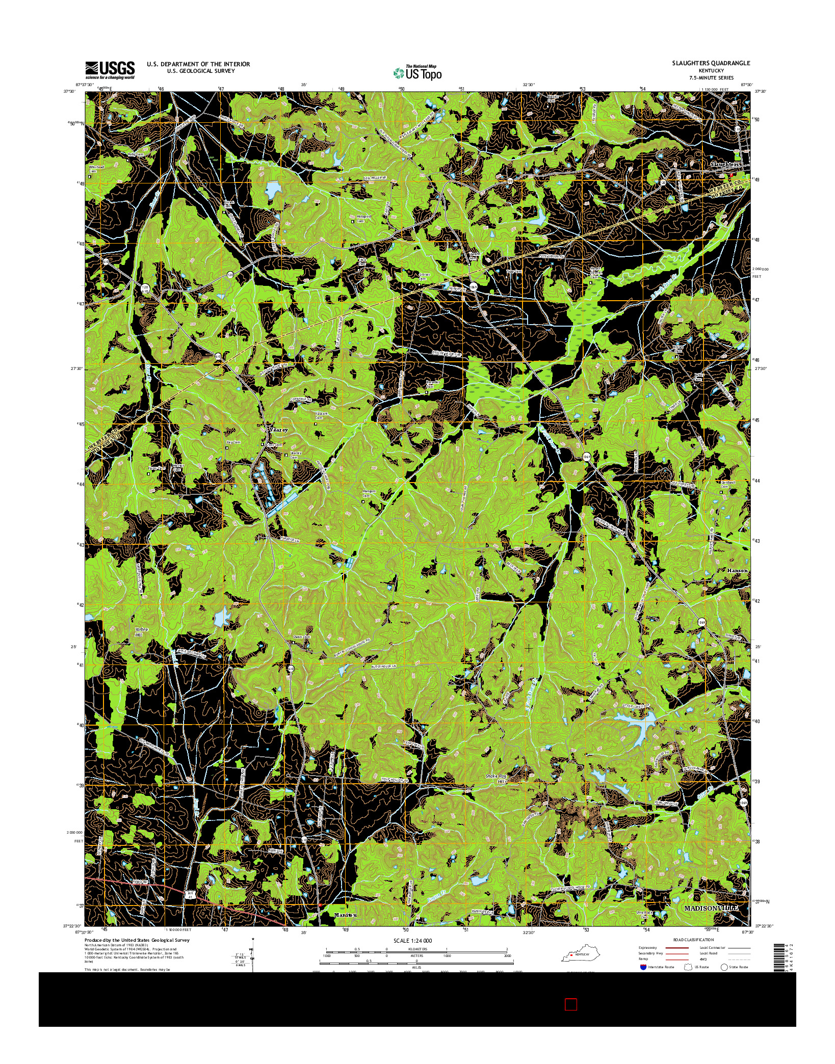 USGS US TOPO 7.5-MINUTE MAP FOR SLAUGHTERS, KY 2016