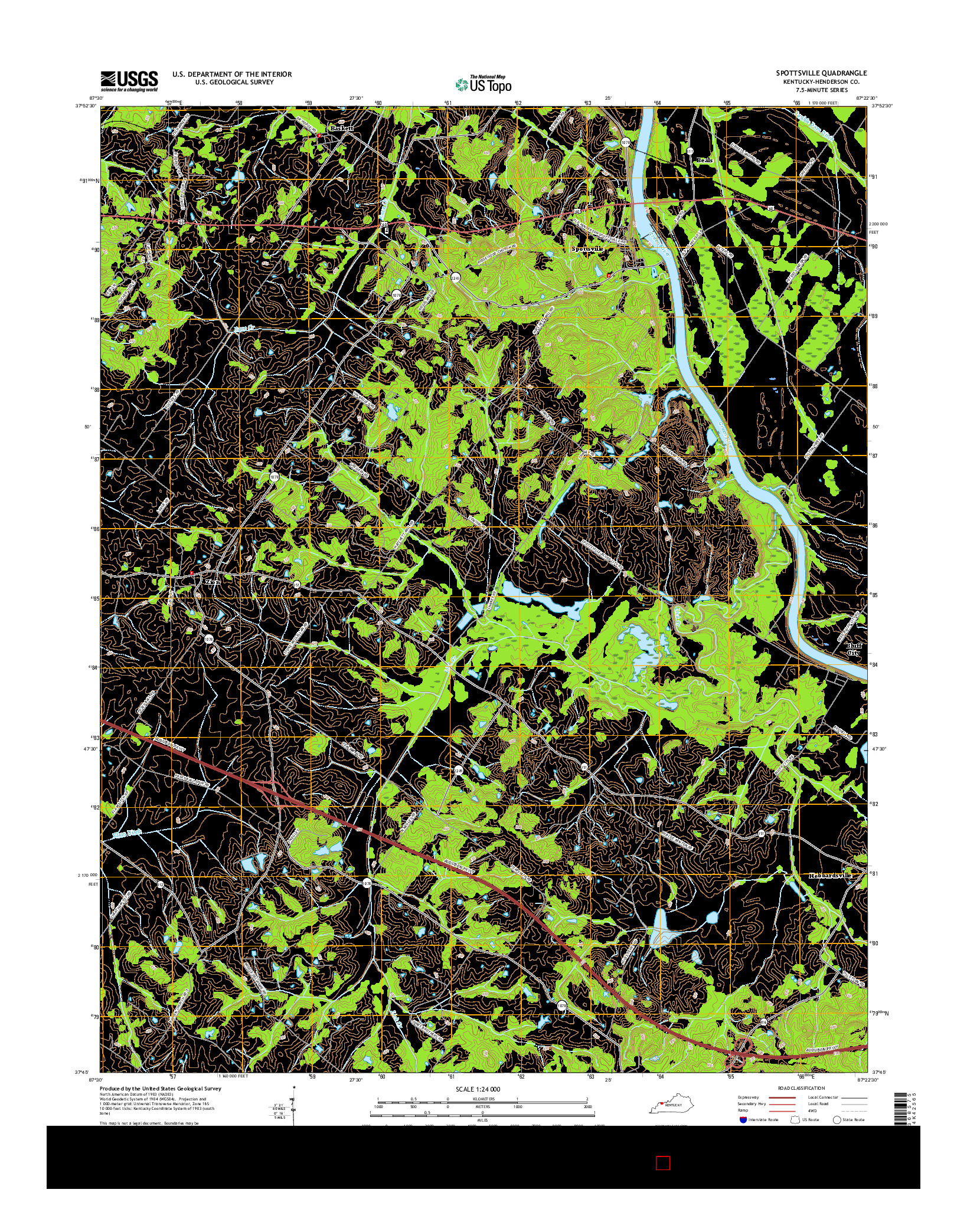 USGS US TOPO 7.5-MINUTE MAP FOR SPOTTSVILLE, KY 2016