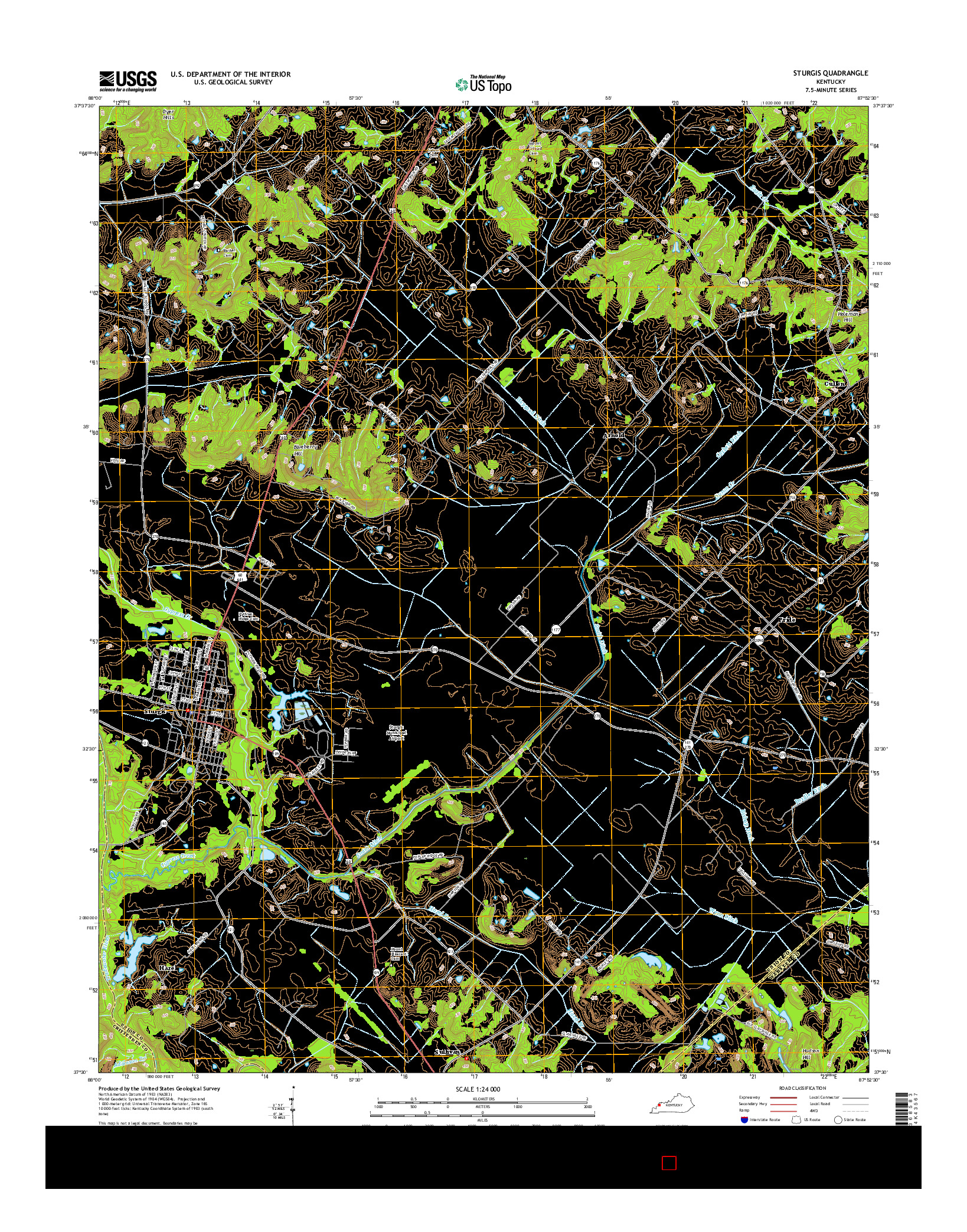 USGS US TOPO 7.5-MINUTE MAP FOR STURGIS, KY 2016