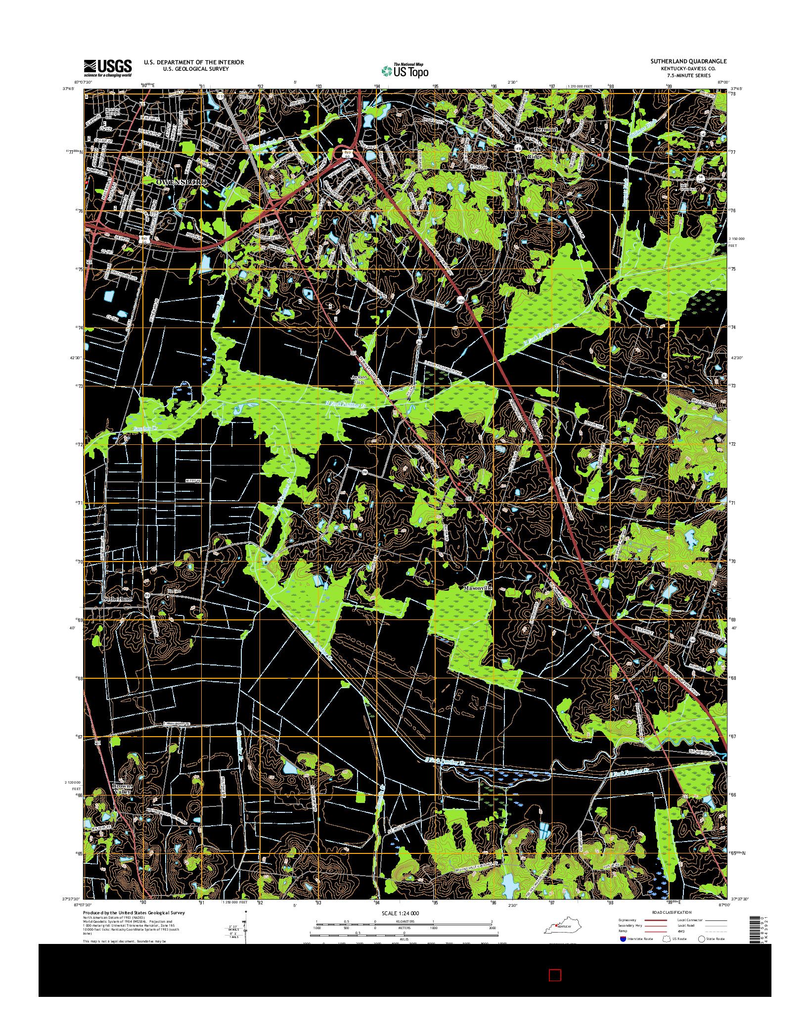 USGS US TOPO 7.5-MINUTE MAP FOR SUTHERLAND, KY 2016