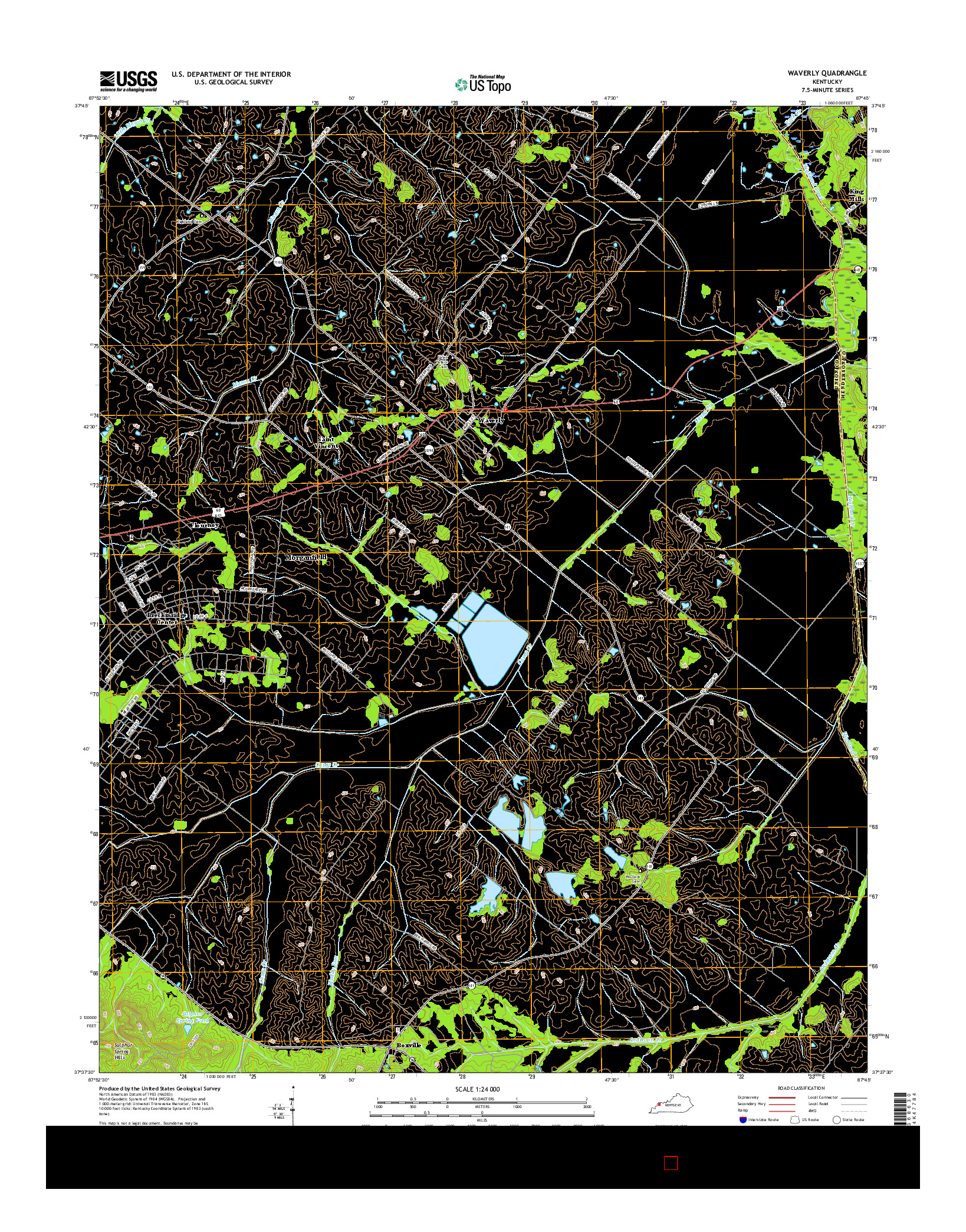 USGS US TOPO 7.5-MINUTE MAP FOR WAVERLY, KY 2016