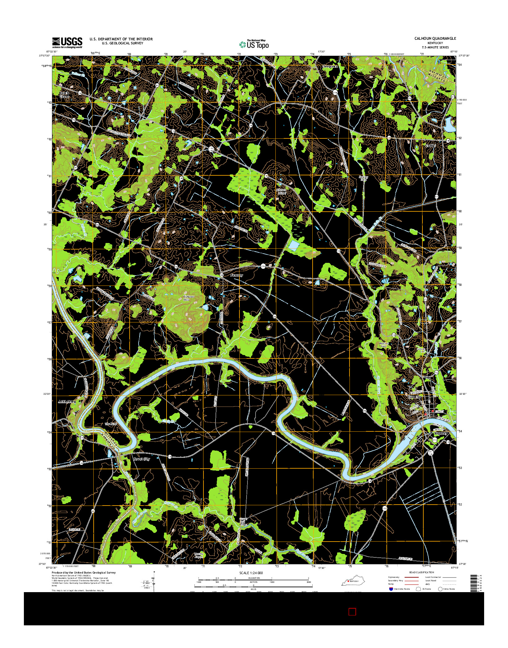 USGS US TOPO 7.5-MINUTE MAP FOR CALHOUN, KY 2016