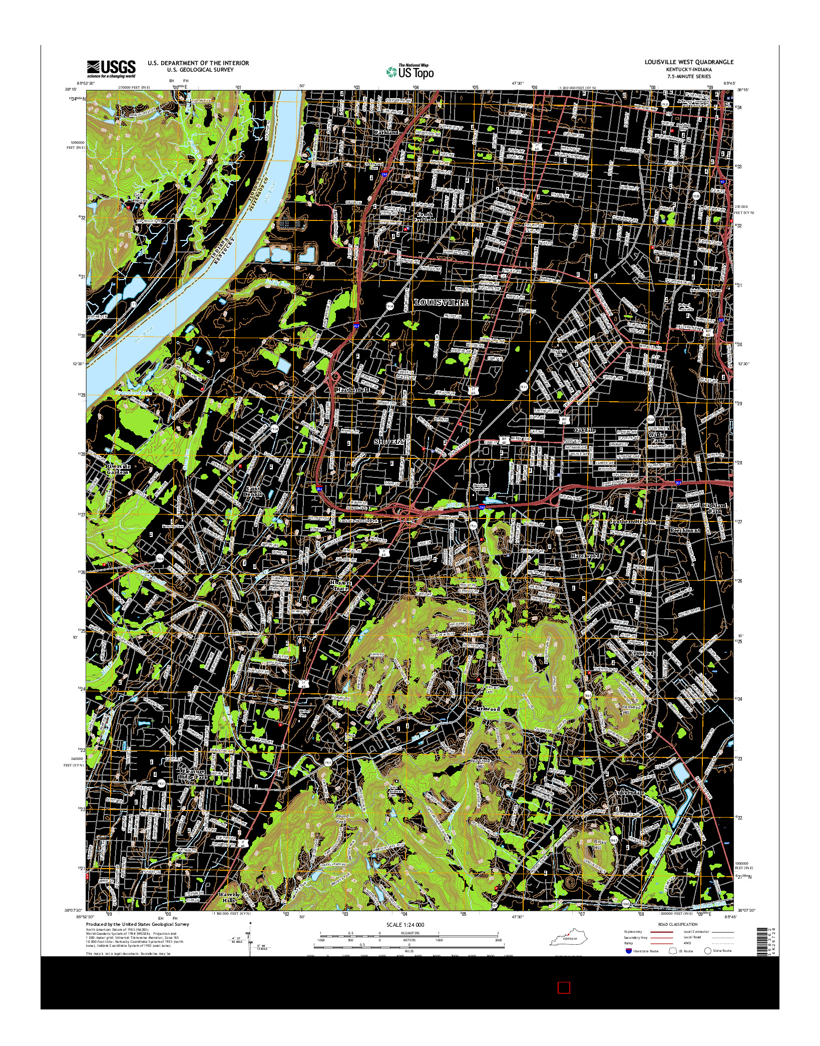 USGS US TOPO 7.5-MINUTE MAP FOR LOUISVILLE WEST, KY-IN 2016