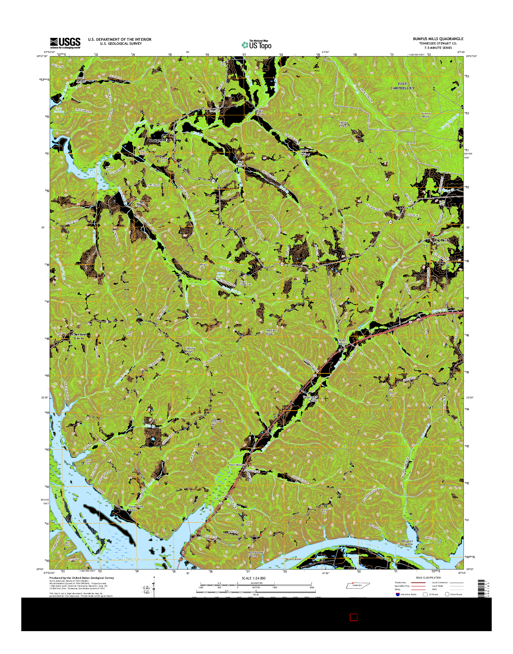 USGS US TOPO 7.5-MINUTE MAP FOR BUMPUS MILLS, TN 2016