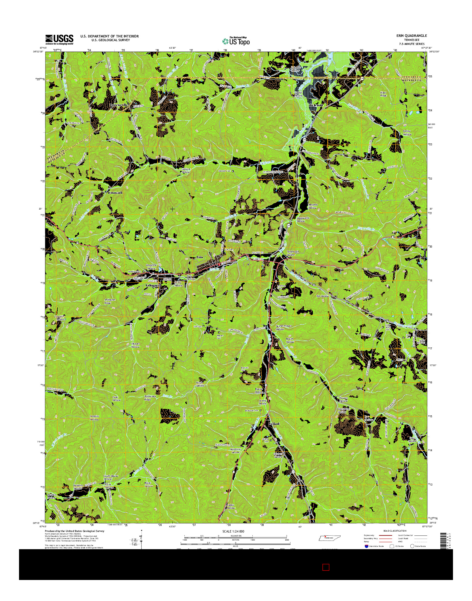 USGS US TOPO 7.5-MINUTE MAP FOR ERIN, TN 2016