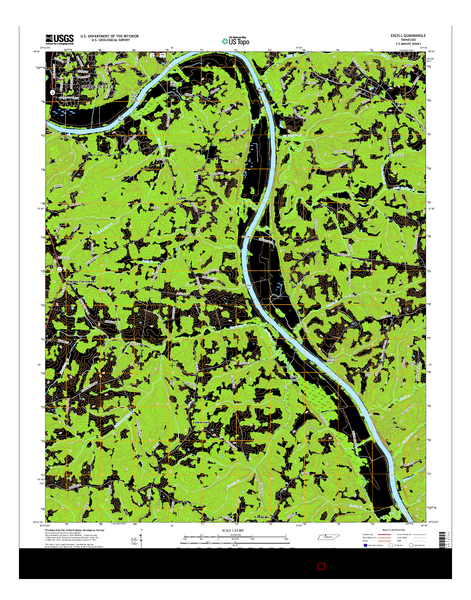 USGS US TOPO 7.5-MINUTE MAP FOR EXCELL, TN 2016