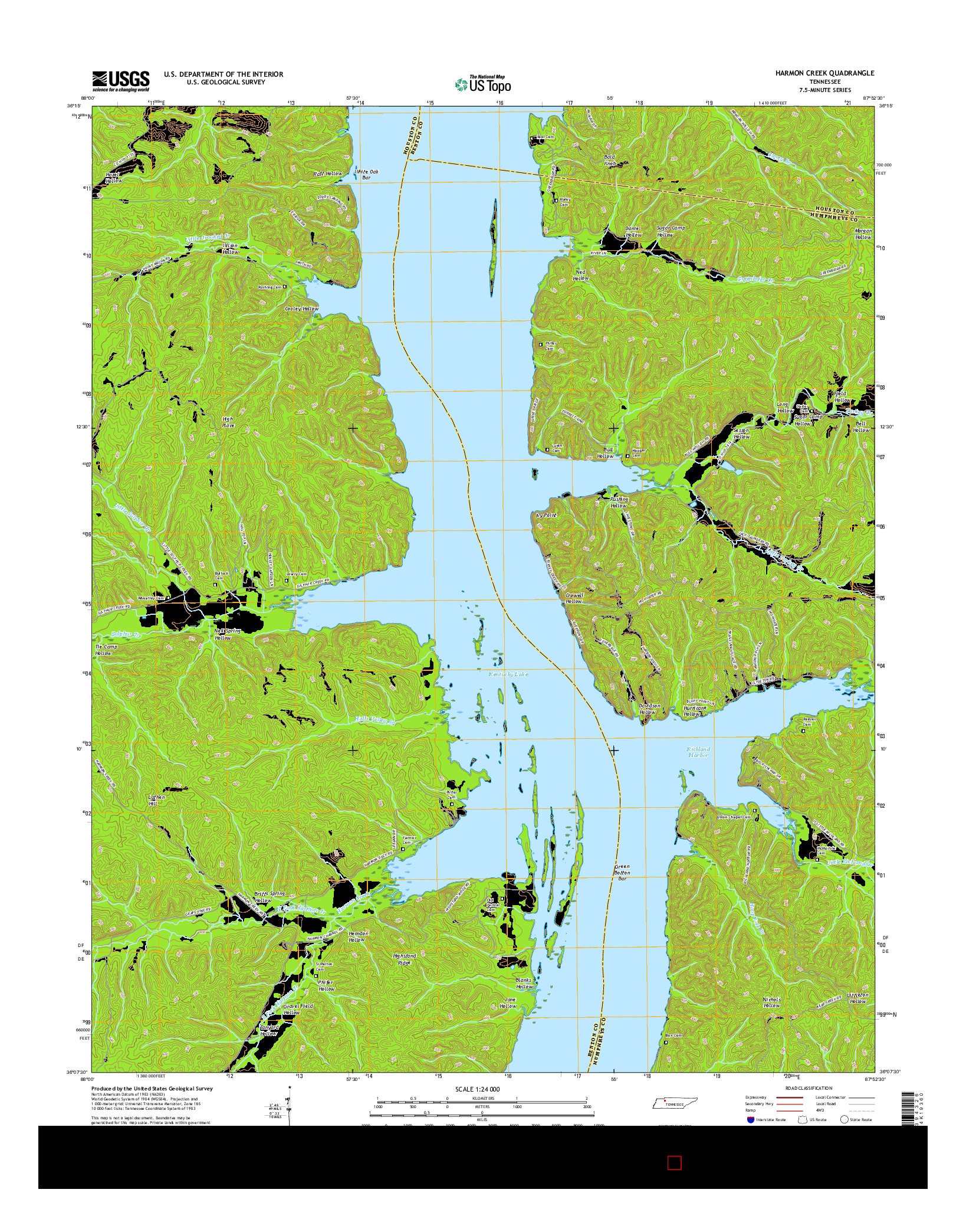 USGS US TOPO 7.5-MINUTE MAP FOR HARMON CREEK, TN 2016