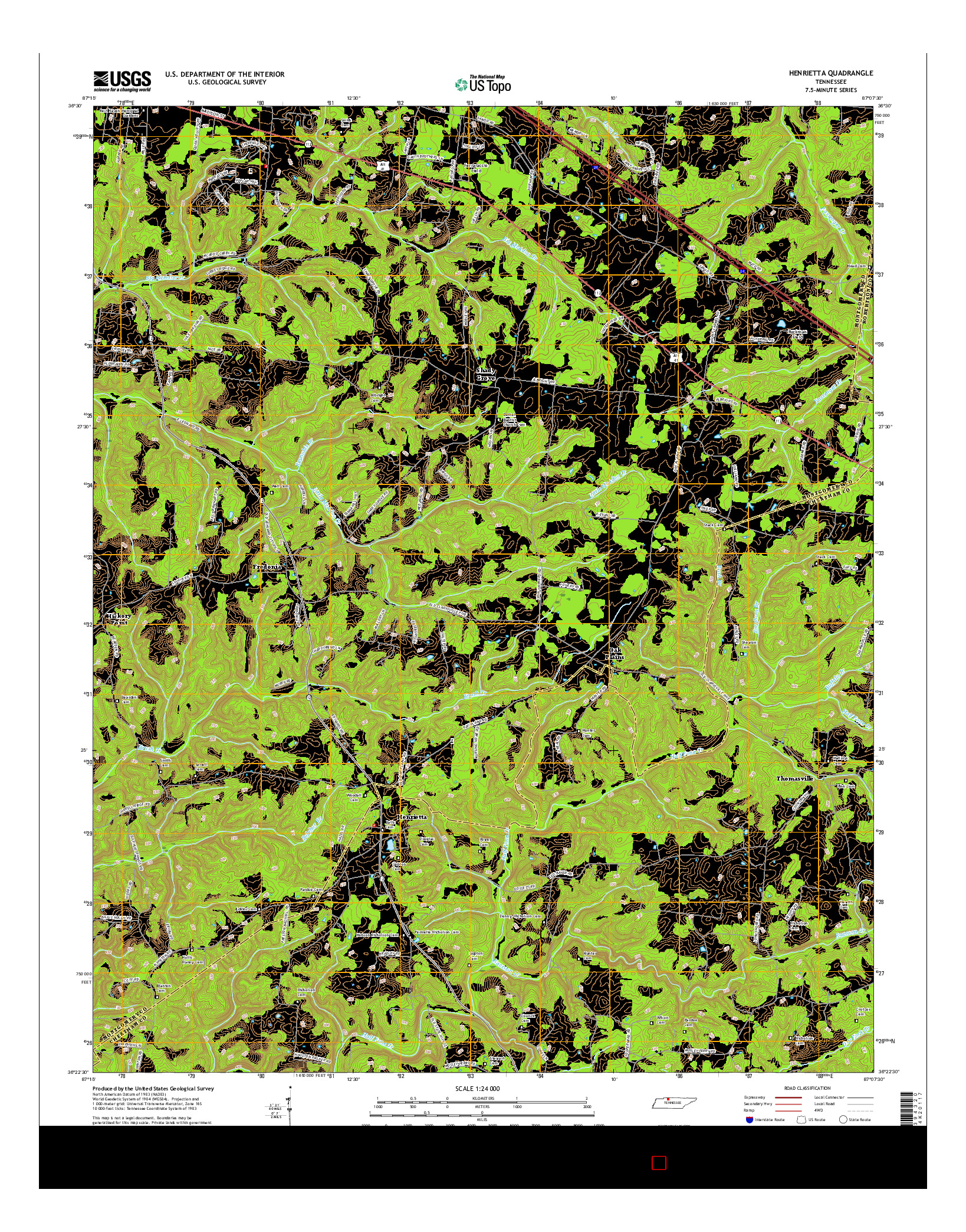 USGS US TOPO 7.5-MINUTE MAP FOR HENRIETTA, TN 2016