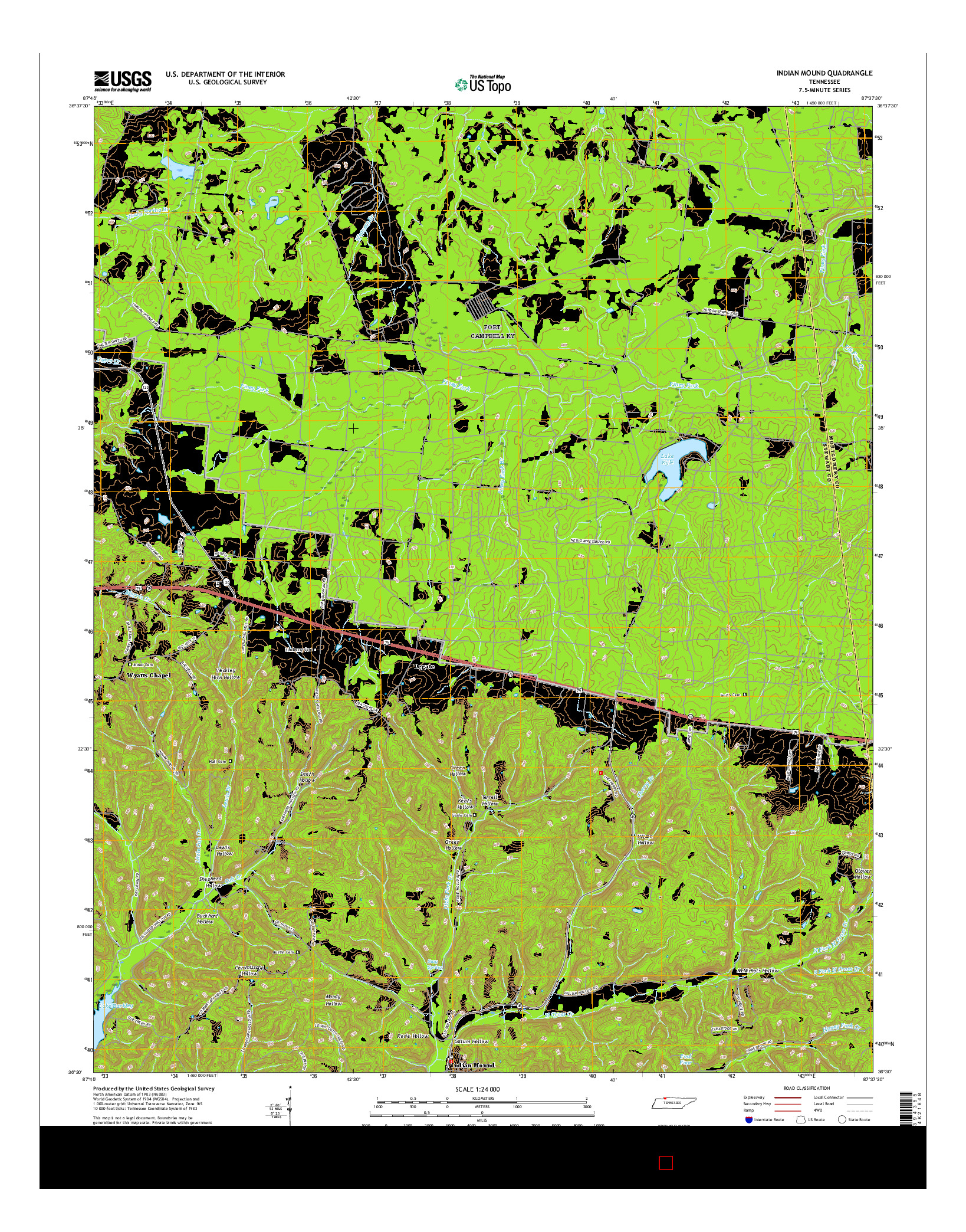 USGS US TOPO 7.5-MINUTE MAP FOR INDIAN MOUND, TN 2016