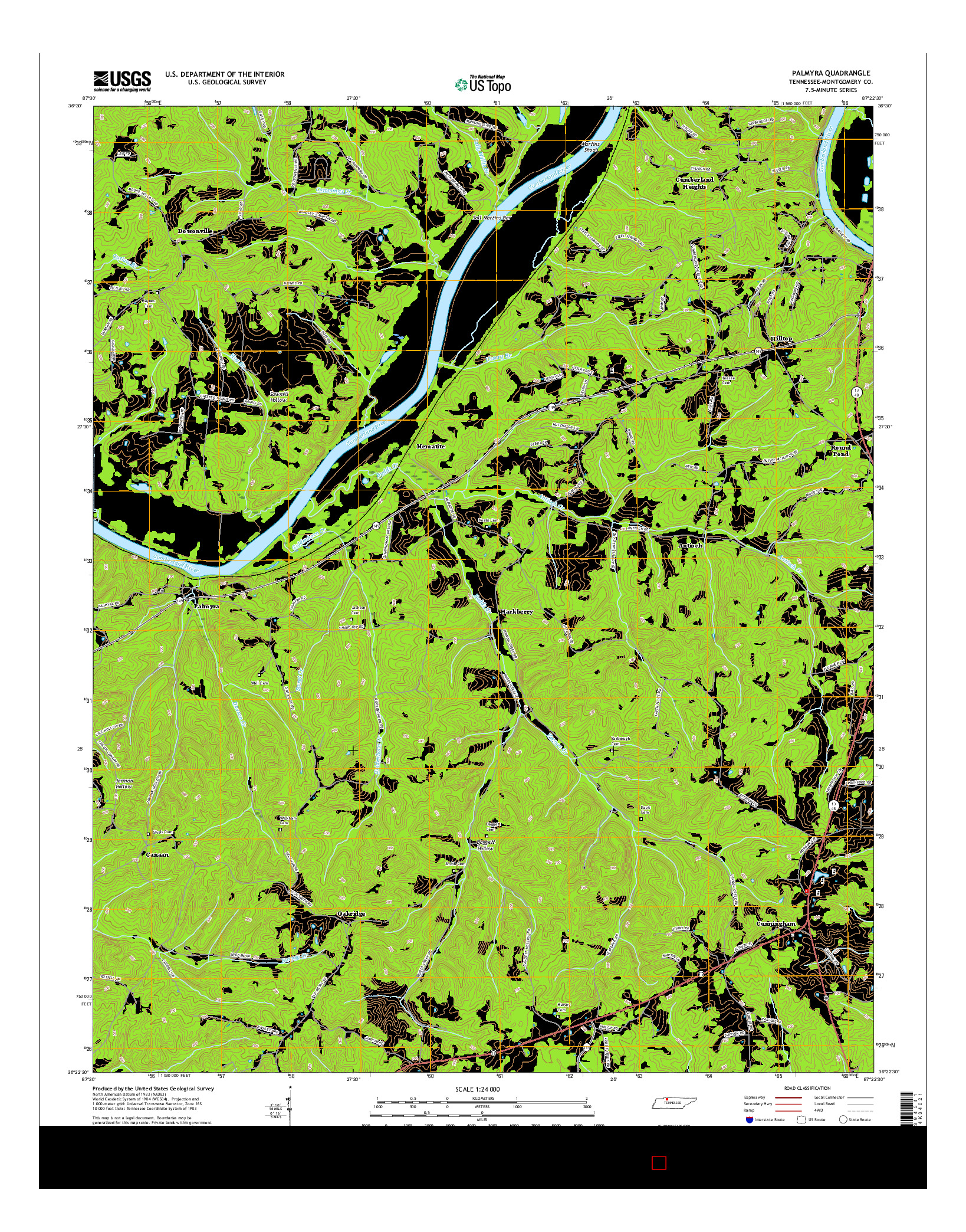 USGS US TOPO 7.5-MINUTE MAP FOR PALMYRA, TN 2016