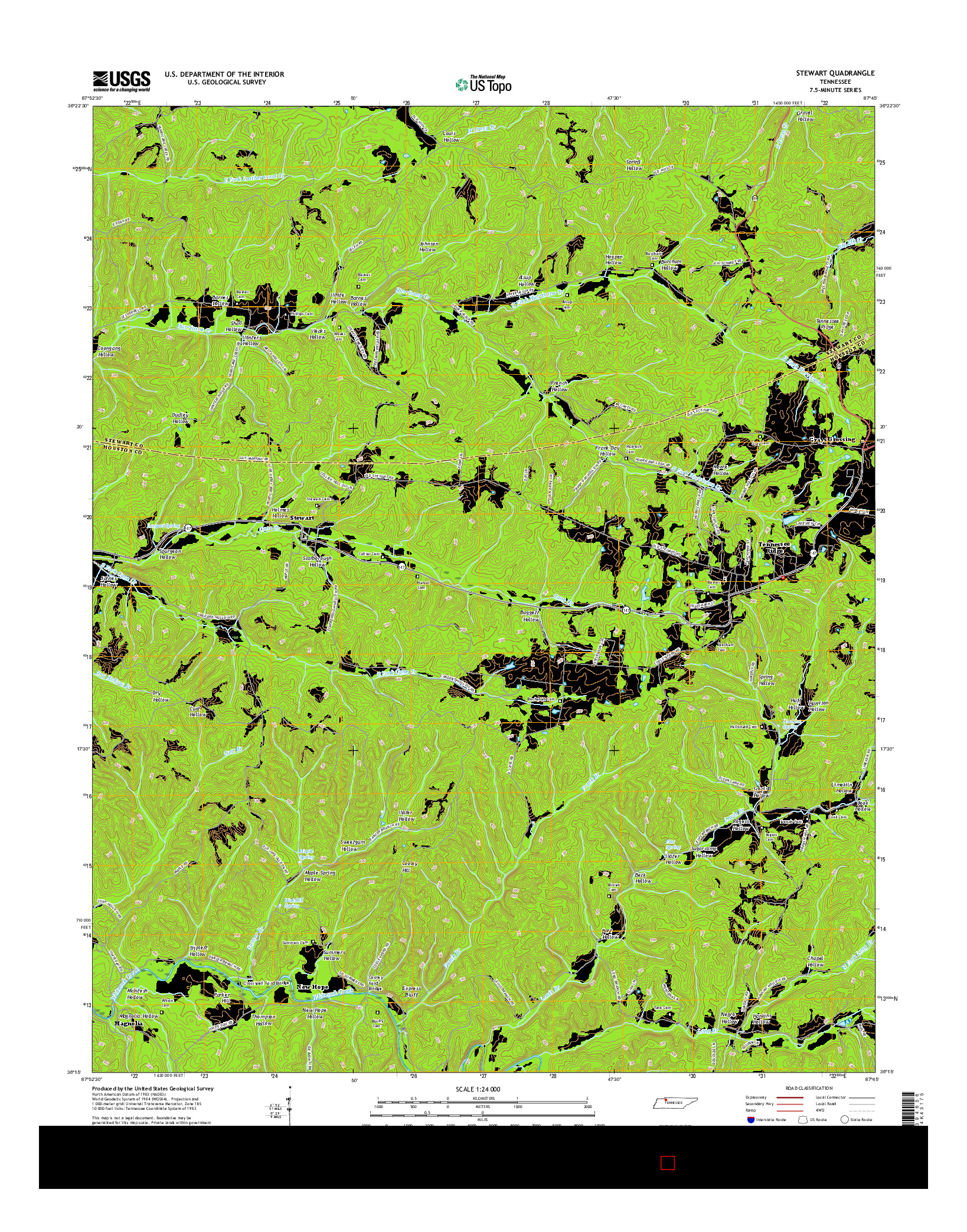 USGS US TOPO 7.5-MINUTE MAP FOR STEWART, TN 2016