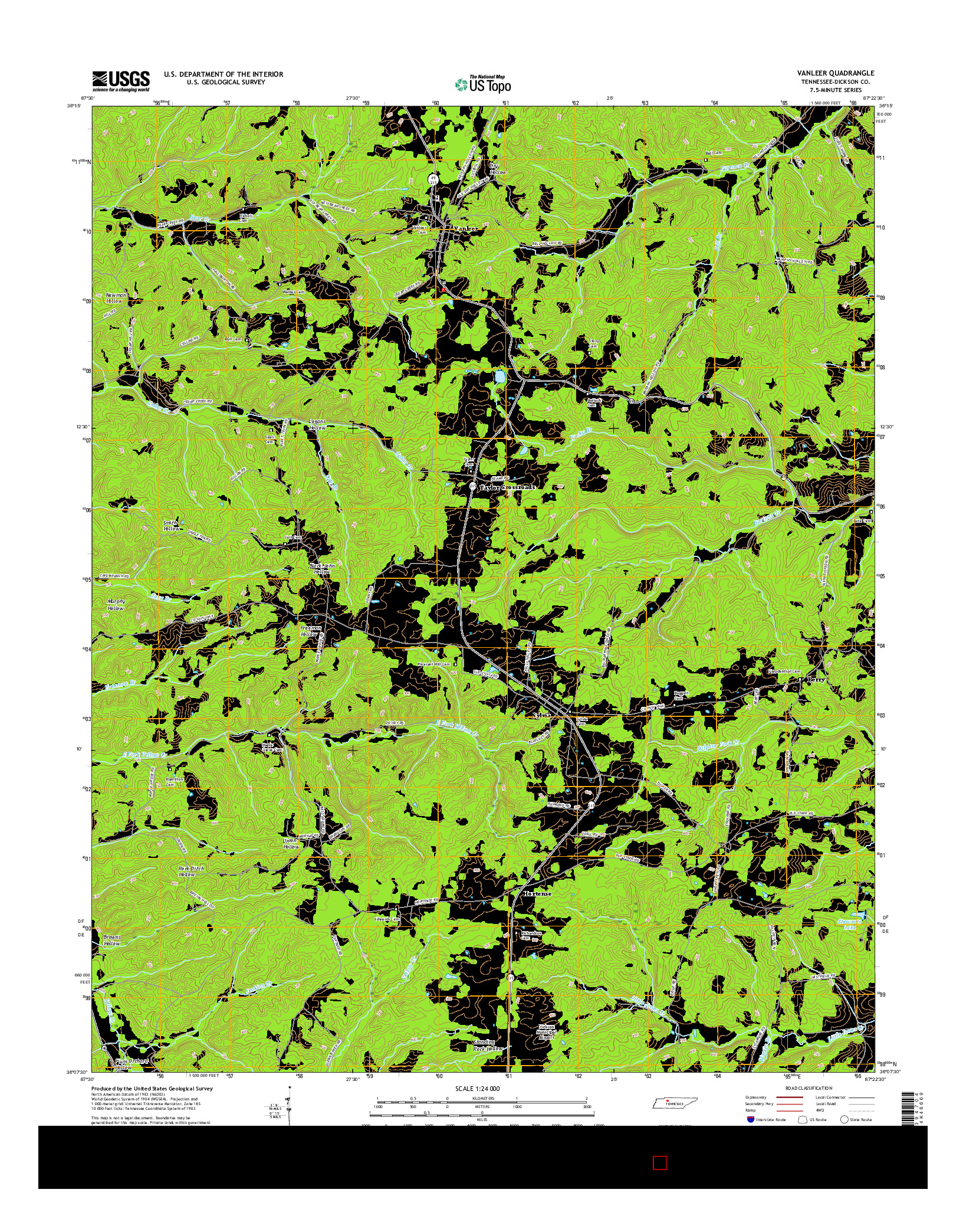 USGS US TOPO 7.5-MINUTE MAP FOR VANLEER, TN 2016