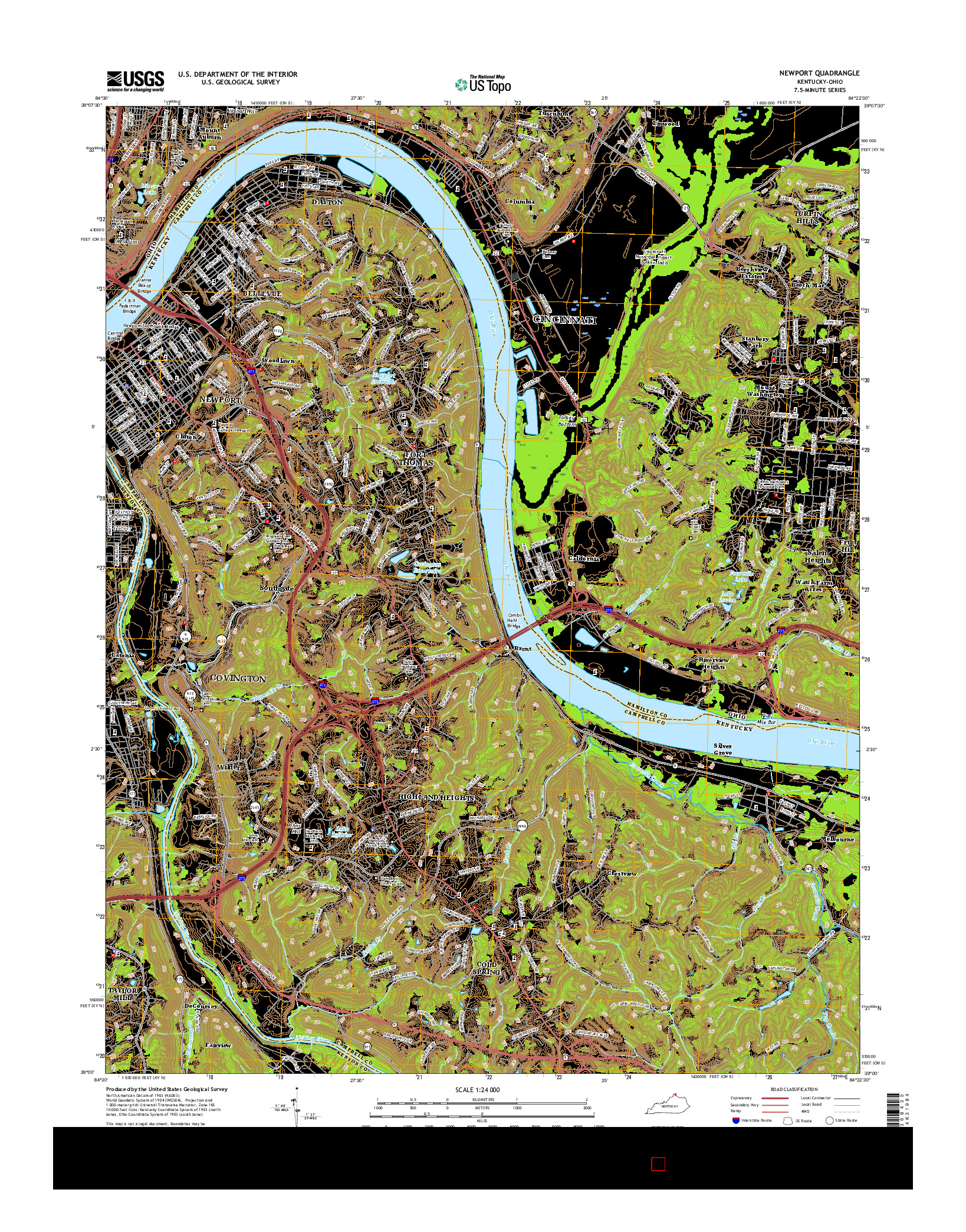USGS US TOPO 7.5-MINUTE MAP FOR NEWPORT, KY-OH 2016