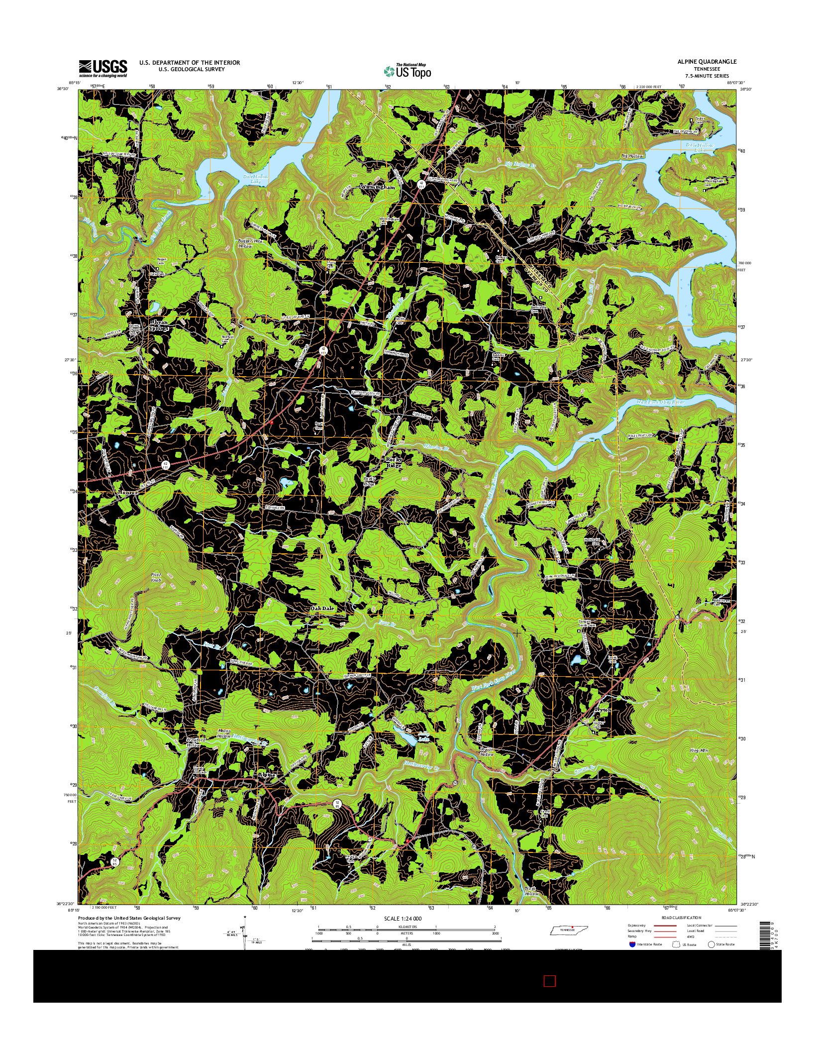 USGS US TOPO 7.5-MINUTE MAP FOR ALPINE, TN 2016