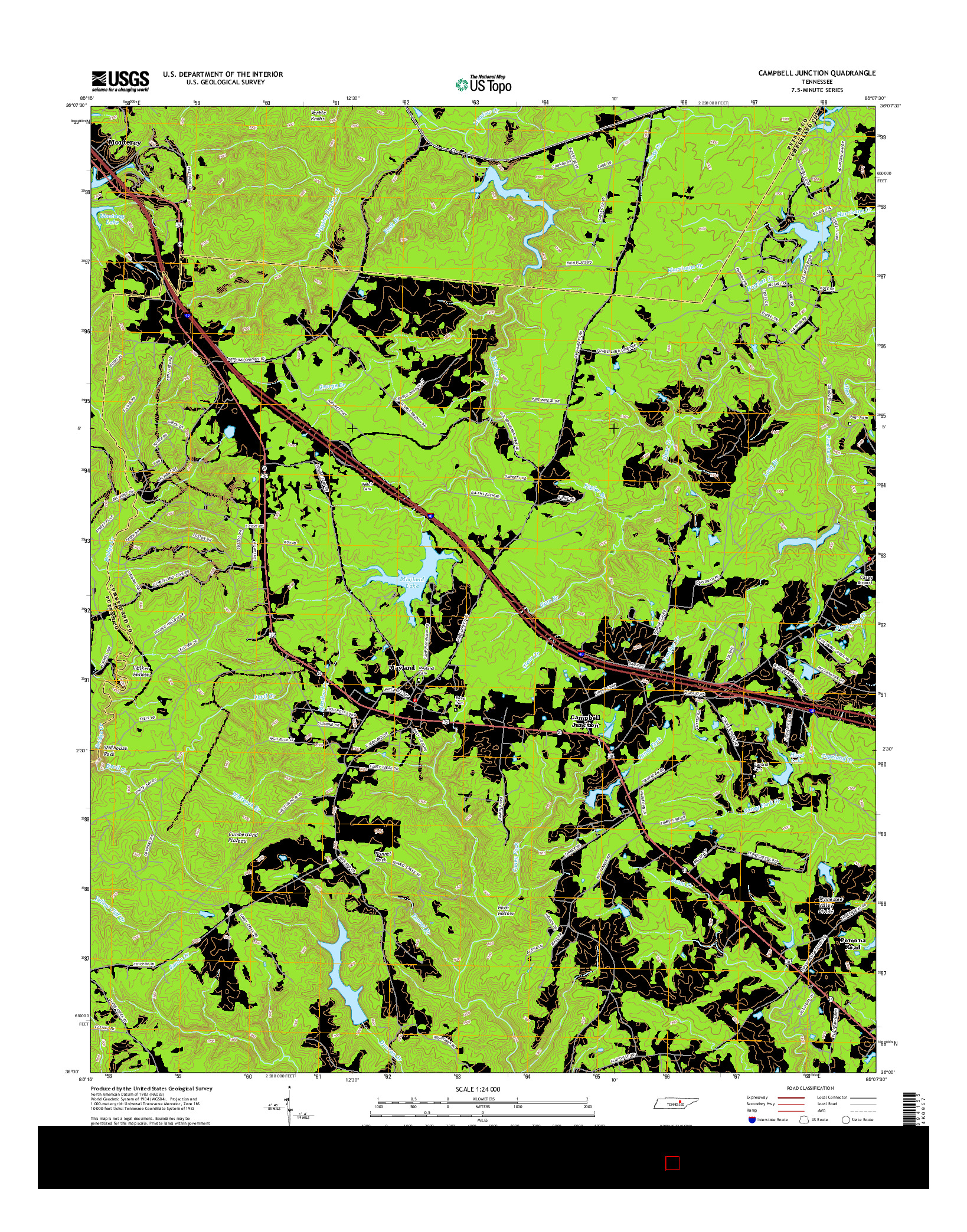 USGS US TOPO 7.5-MINUTE MAP FOR CAMPBELL JUNCTION, TN 2016