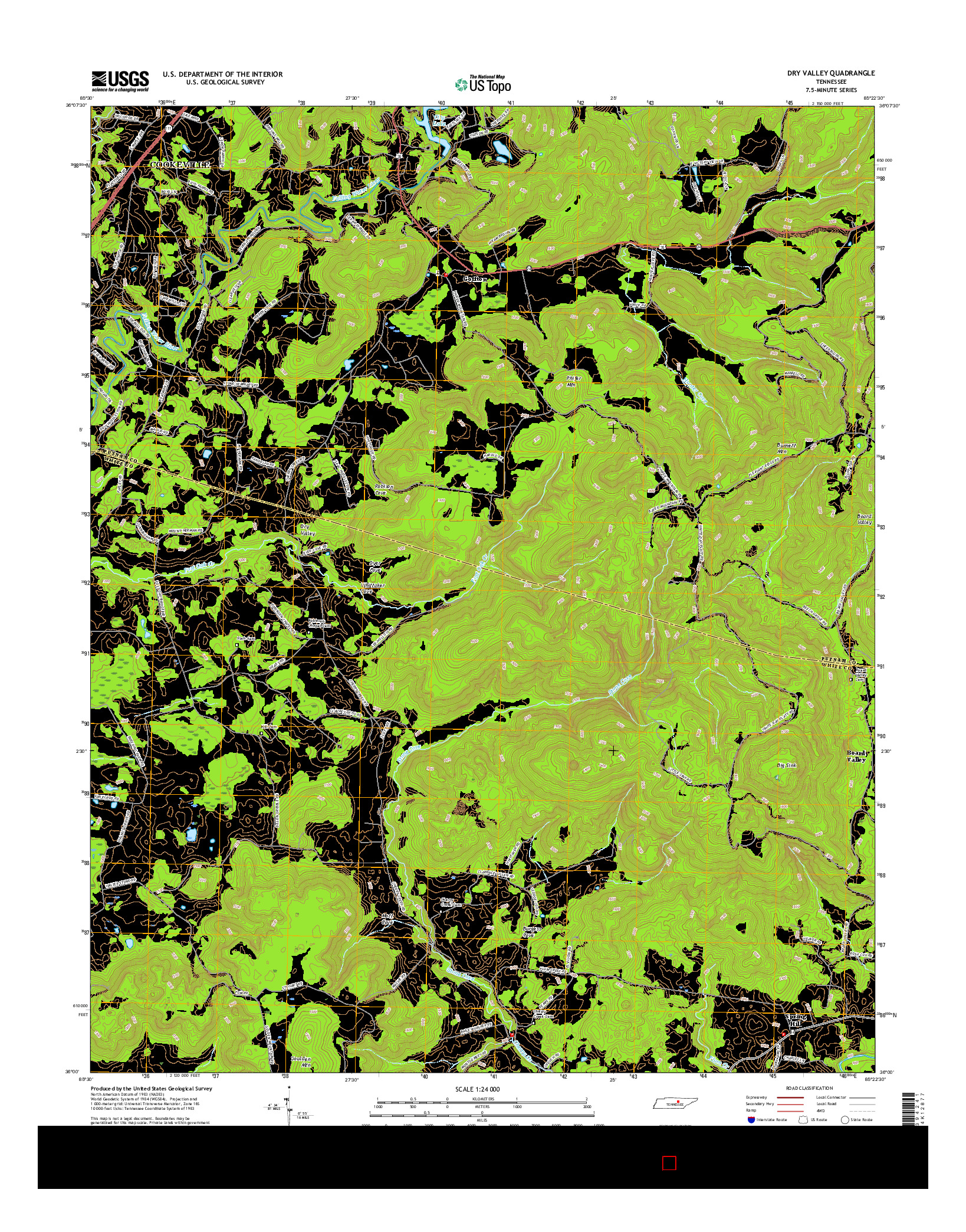 USGS US TOPO 7.5-MINUTE MAP FOR DRY VALLEY, TN 2016