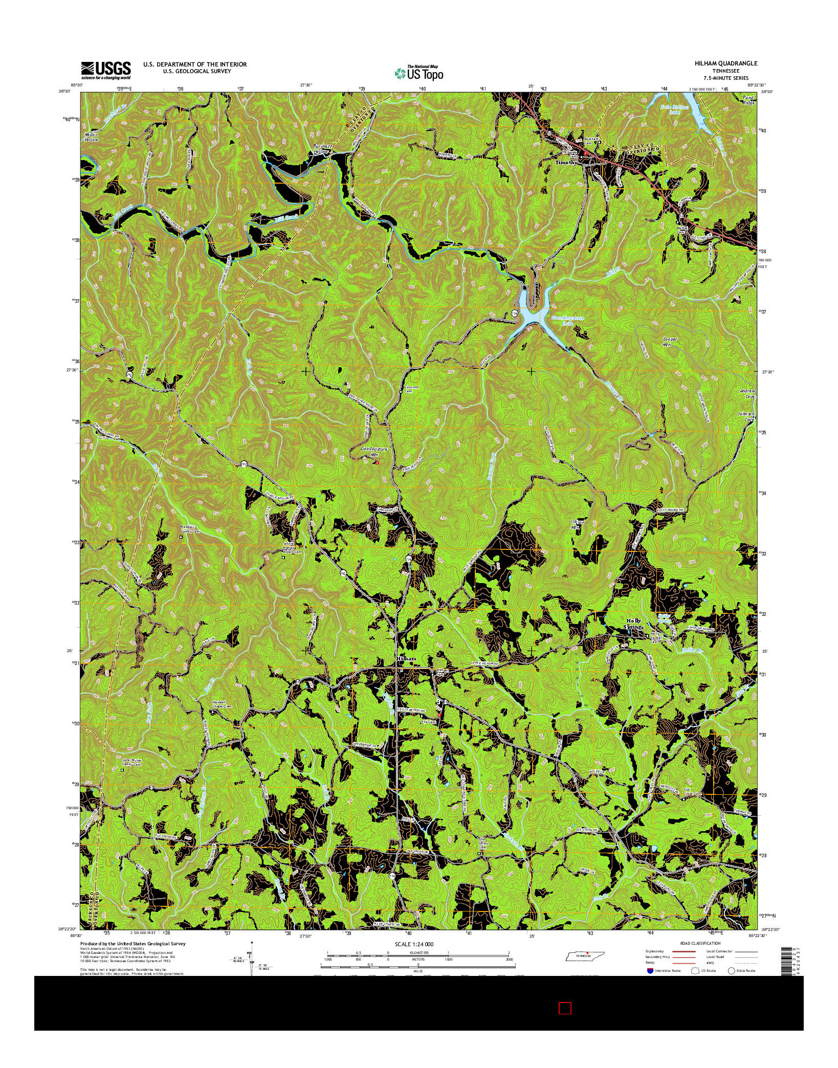 USGS US TOPO 7.5-MINUTE MAP FOR HILHAM, TN 2016