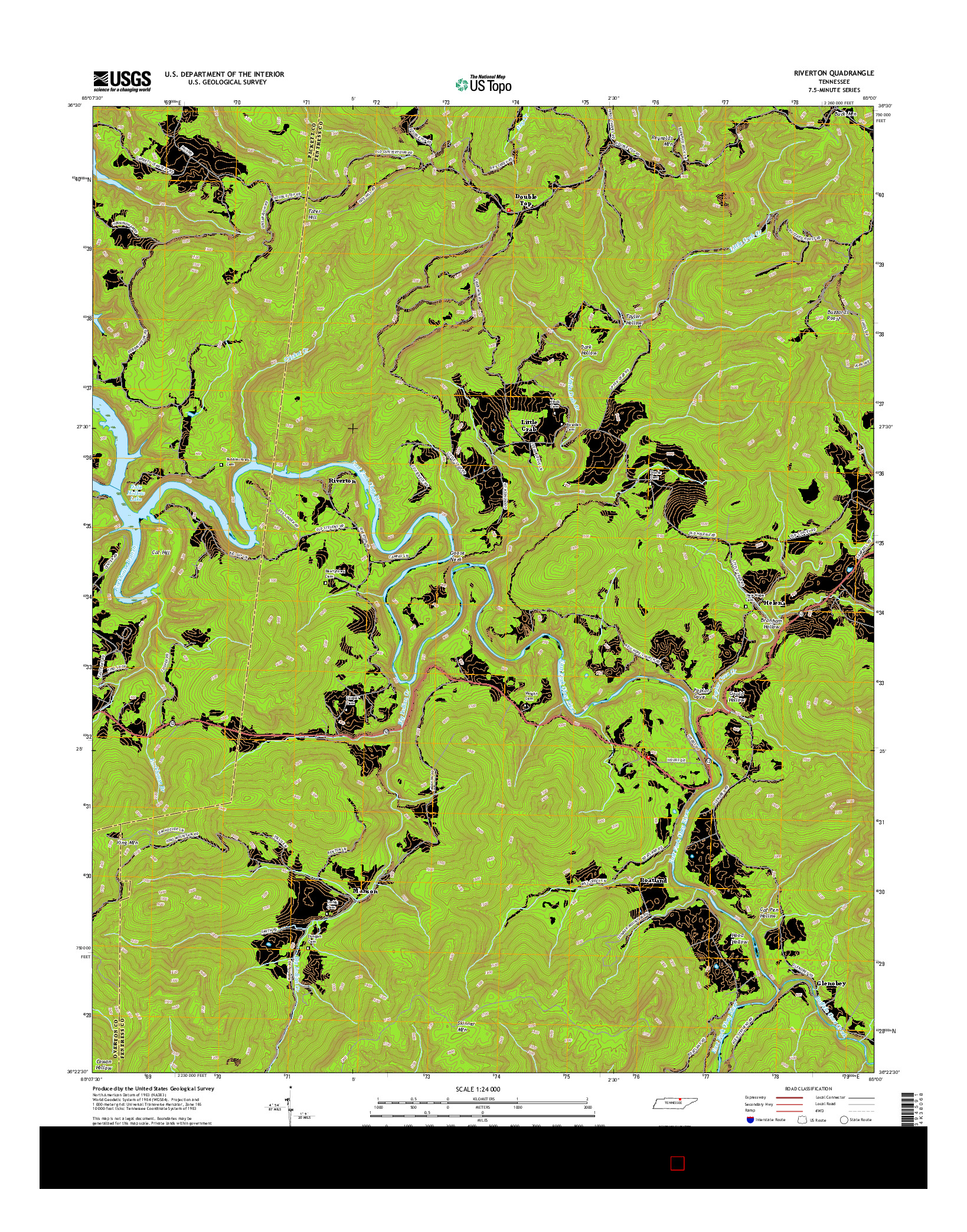 USGS US TOPO 7.5-MINUTE MAP FOR RIVERTON, TN 2016