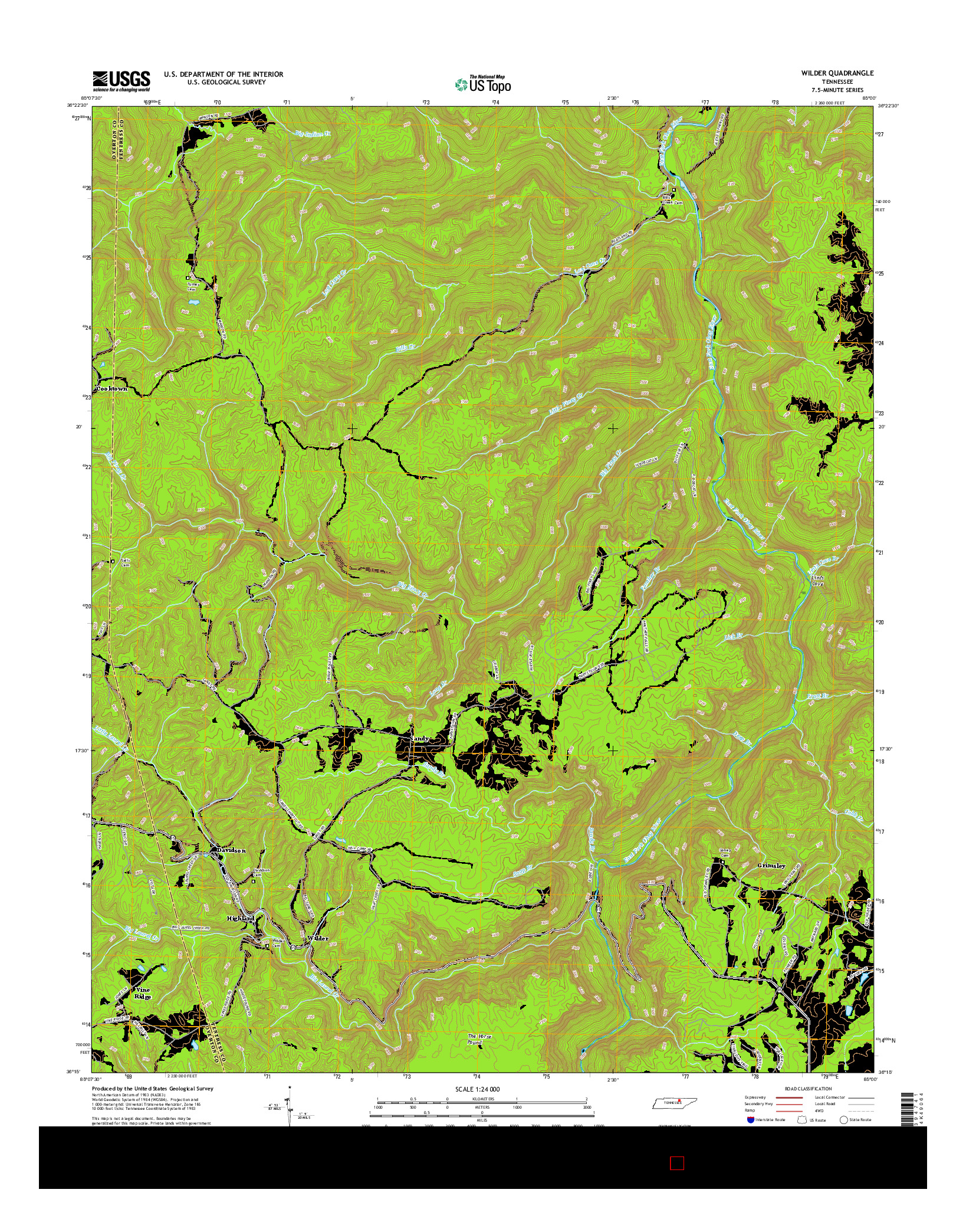 USGS US TOPO 7.5-MINUTE MAP FOR WILDER, TN 2016