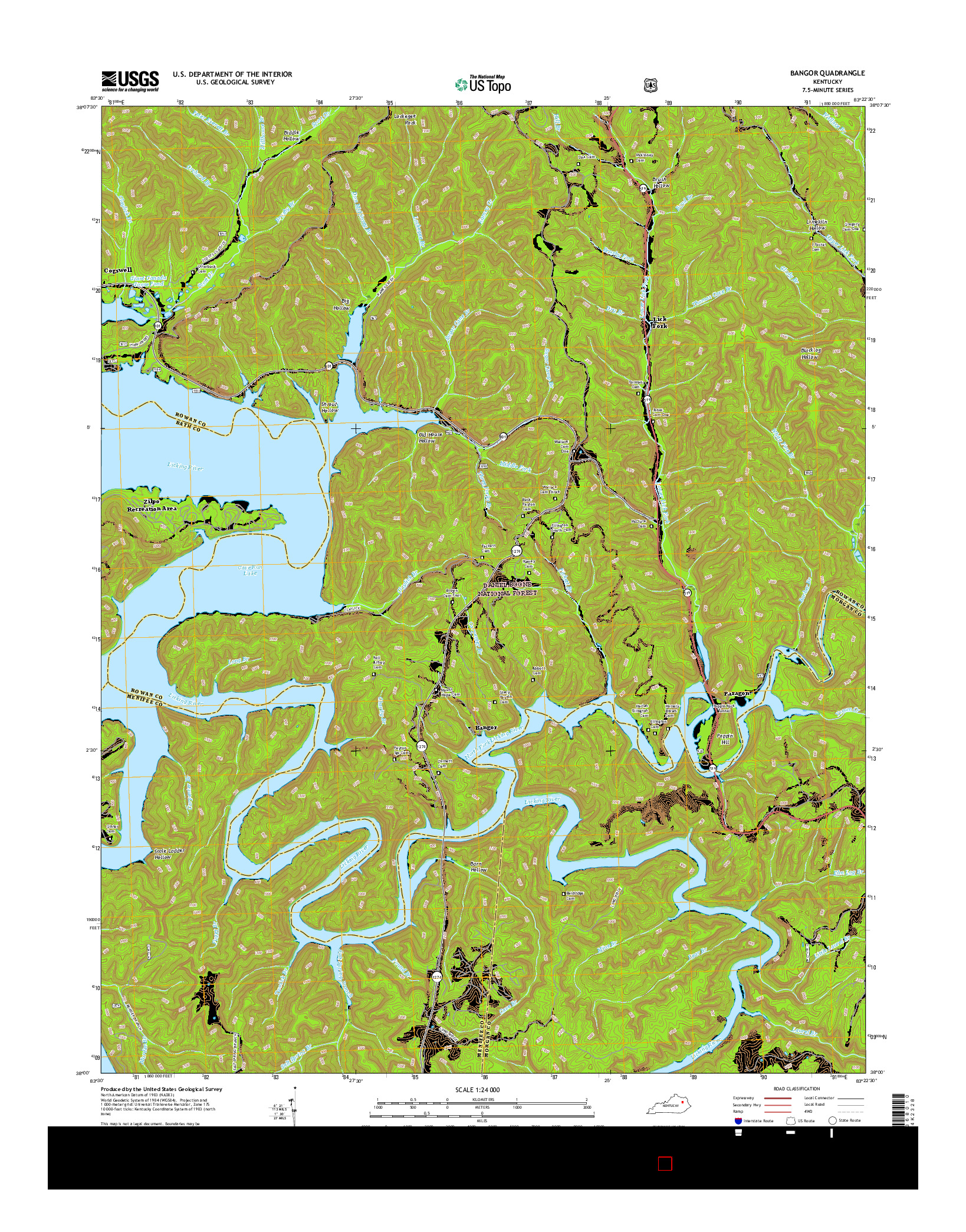 USGS US TOPO 7.5-MINUTE MAP FOR BANGOR, KY 2016