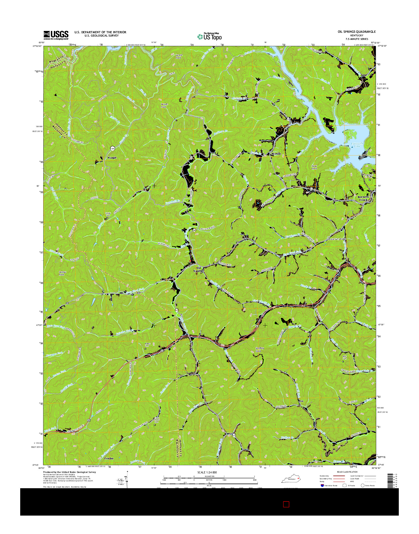 USGS US TOPO 7.5-MINUTE MAP FOR OIL SPRINGS, KY 2016