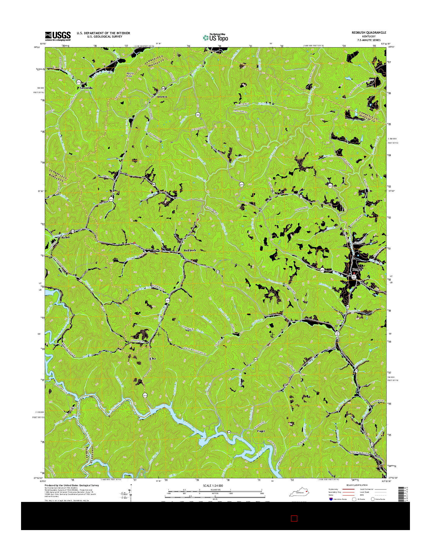 USGS US TOPO 7.5-MINUTE MAP FOR REDBUSH, KY 2016