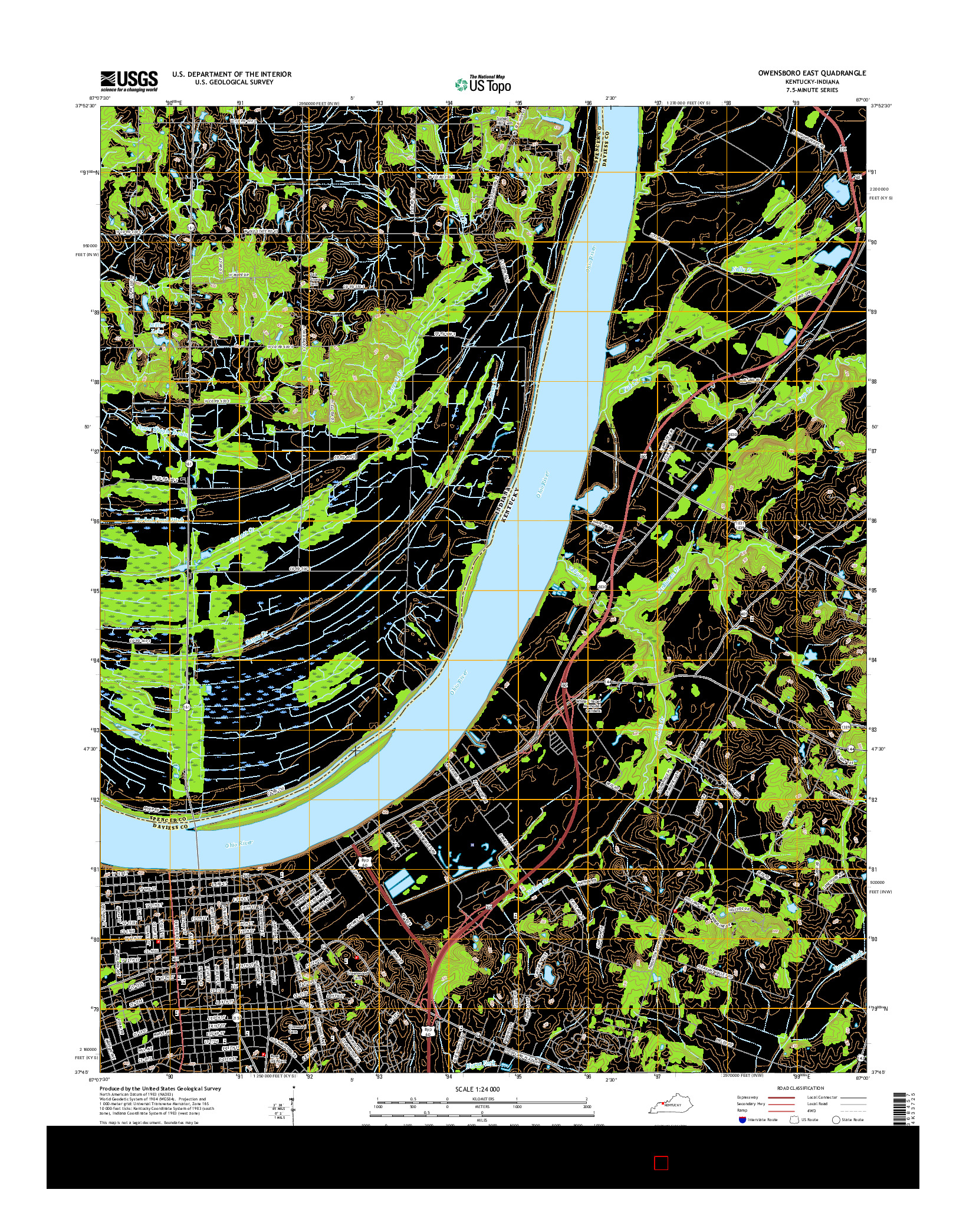 USGS US TOPO 7.5-MINUTE MAP FOR OWENSBORO EAST, KY-IN 2016