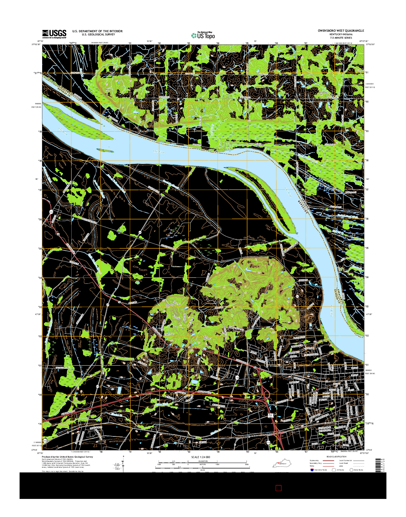USGS US TOPO 7.5-MINUTE MAP FOR OWENSBORO WEST, KY-IN 2016