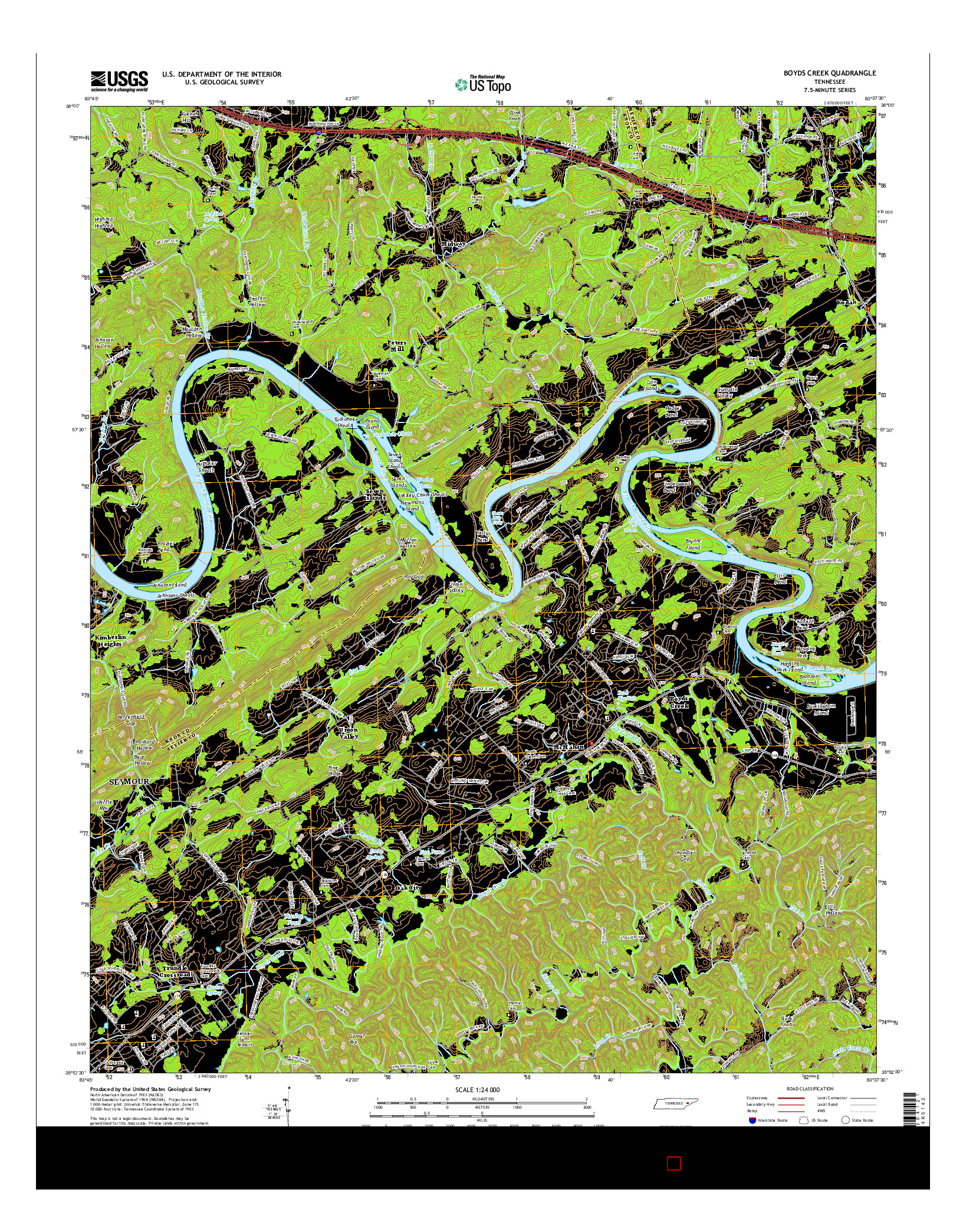 USGS US TOPO 7.5-MINUTE MAP FOR BOYDS CREEK, TN 2016