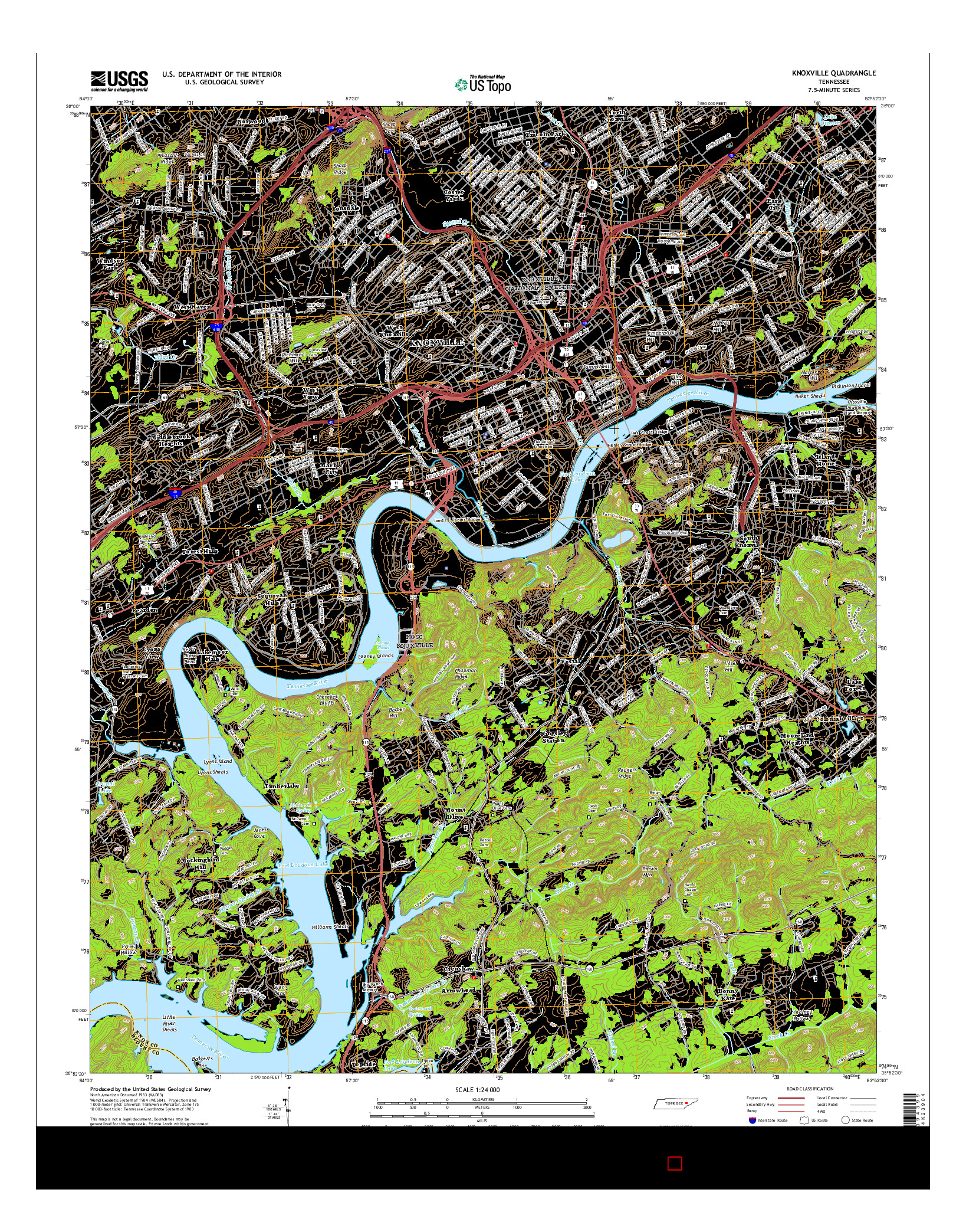 USGS US TOPO 7.5-MINUTE MAP FOR KNOXVILLE, TN 2016