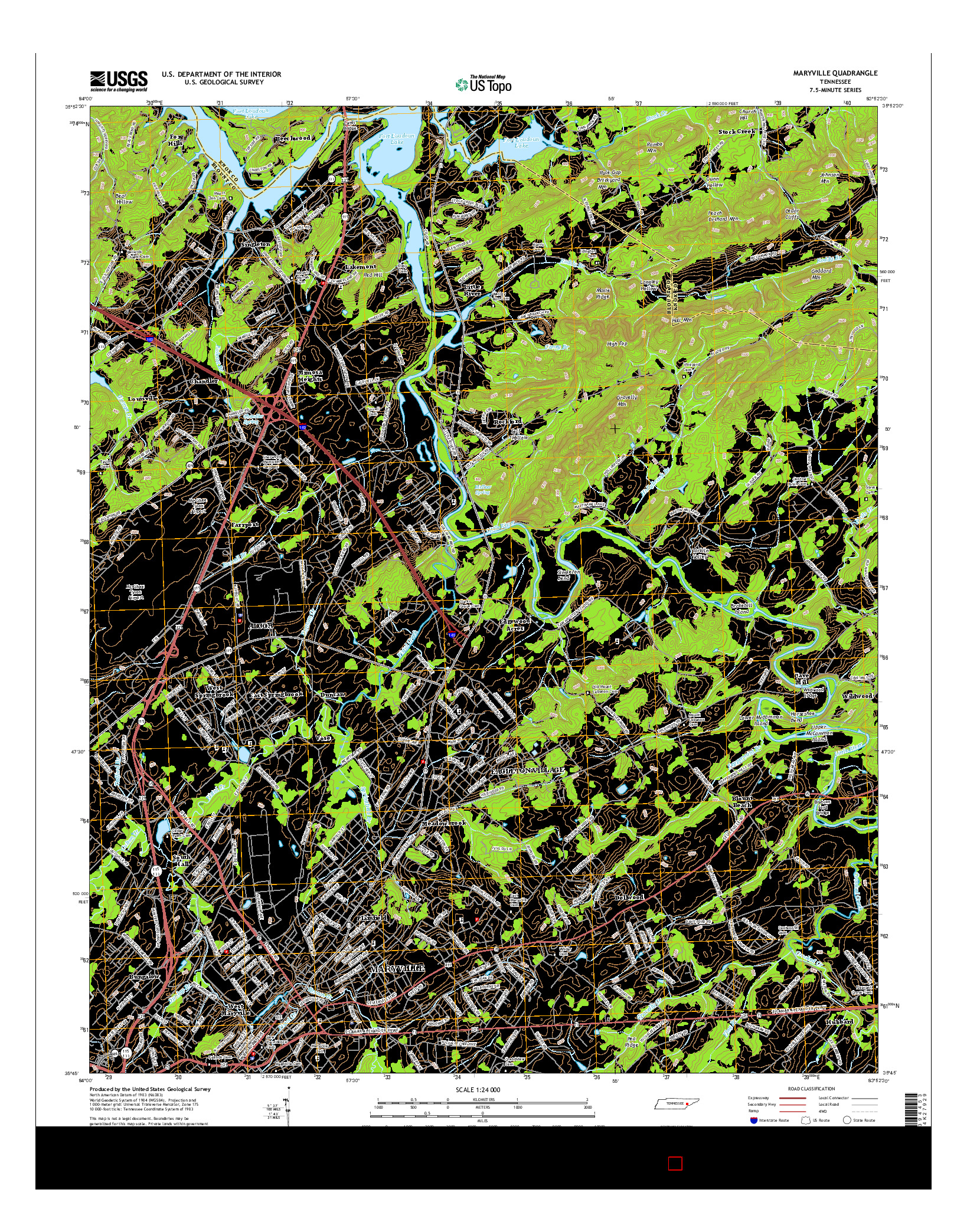 USGS US TOPO 7.5-MINUTE MAP FOR MARYVILLE, TN 2016