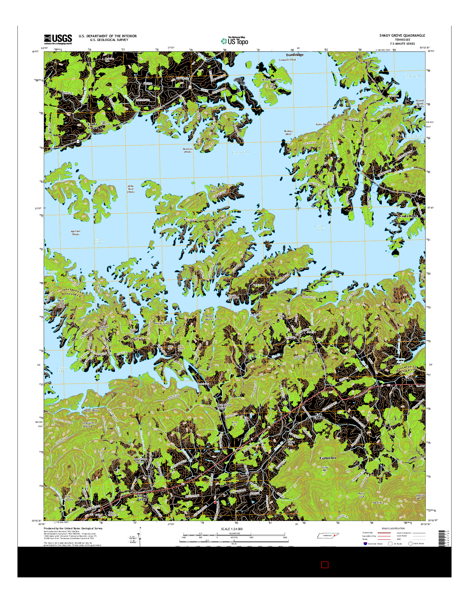 USGS US TOPO 7.5-MINUTE MAP FOR SHADY GROVE, TN 2016