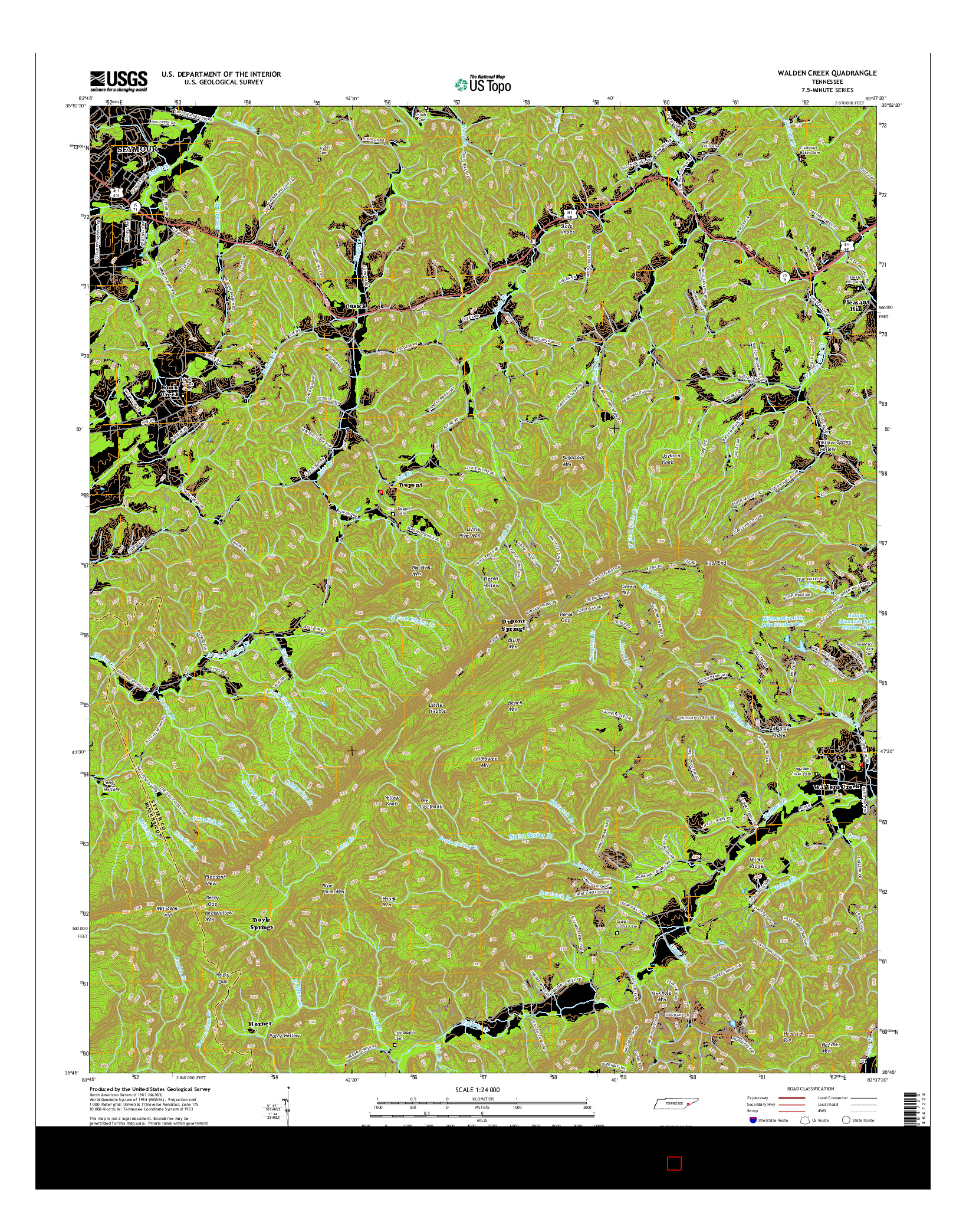 USGS US TOPO 7.5-MINUTE MAP FOR WALDEN CREEK, TN 2016