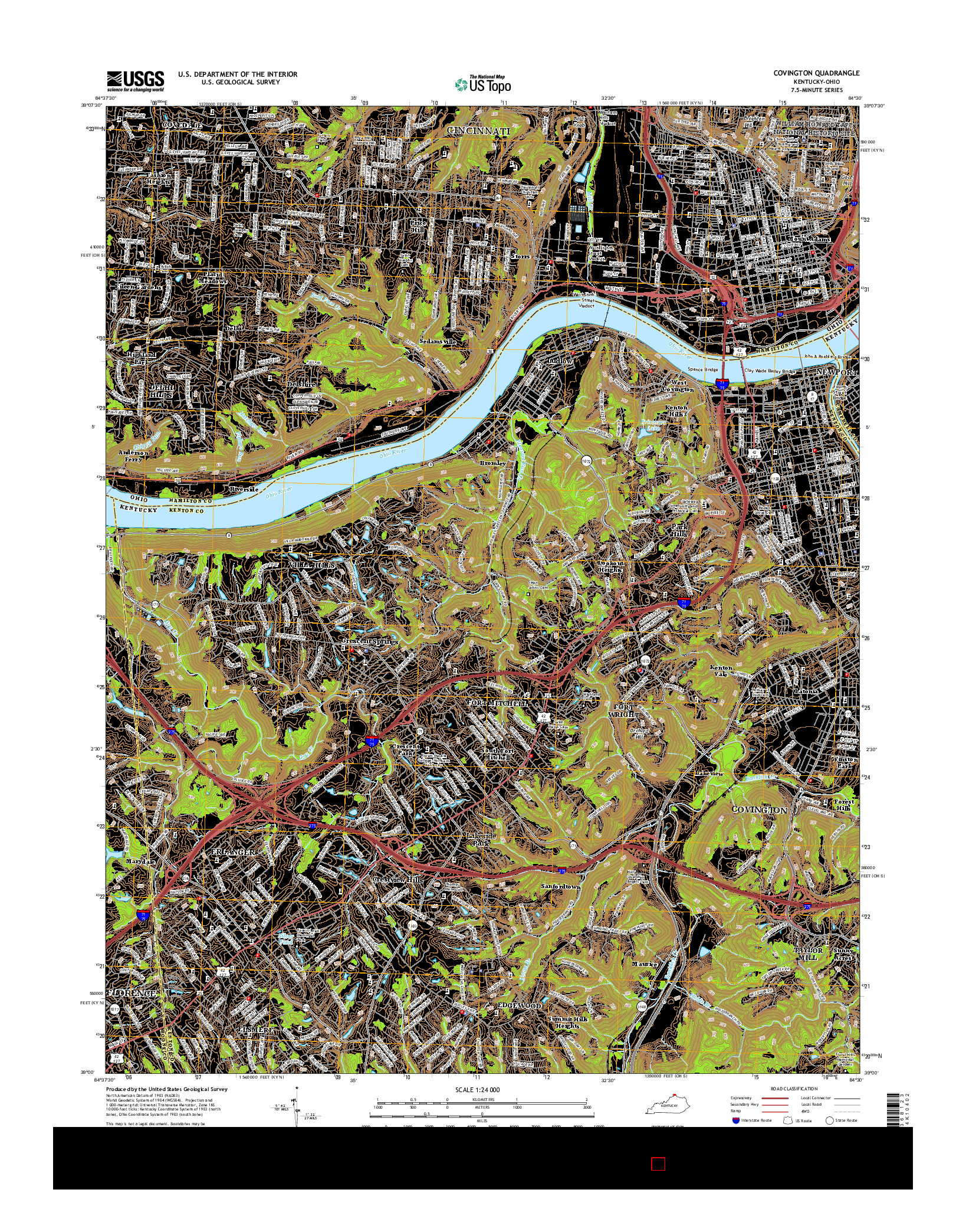 USGS US TOPO 7.5-MINUTE MAP FOR COVINGTON, KY-OH 2016