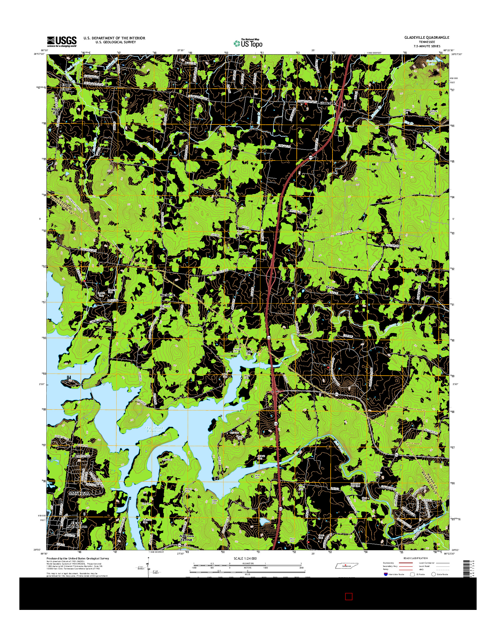 USGS US TOPO 7.5-MINUTE MAP FOR GLADEVILLE, TN 2016