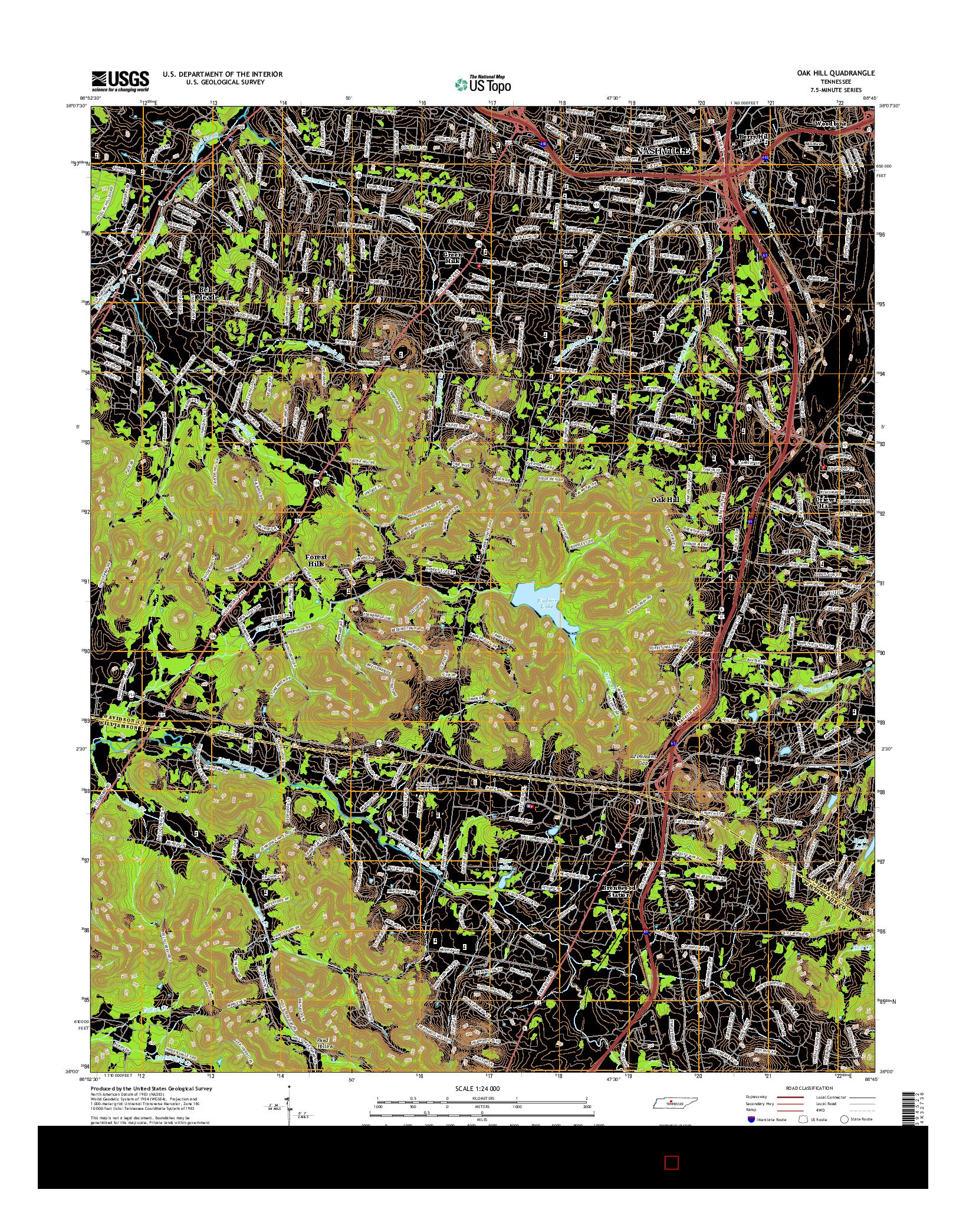 USGS US TOPO 7.5-MINUTE MAP FOR OAK HILL, TN 2016