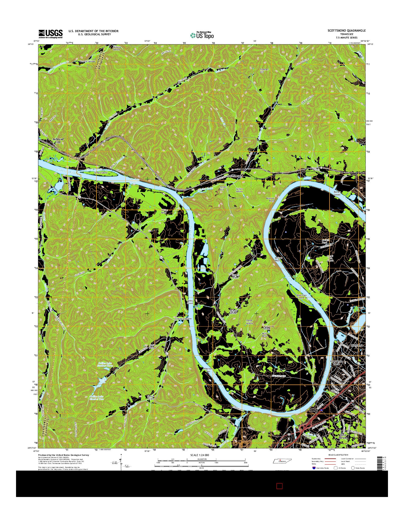 USGS US TOPO 7.5-MINUTE MAP FOR SCOTTSBORO, TN 2016