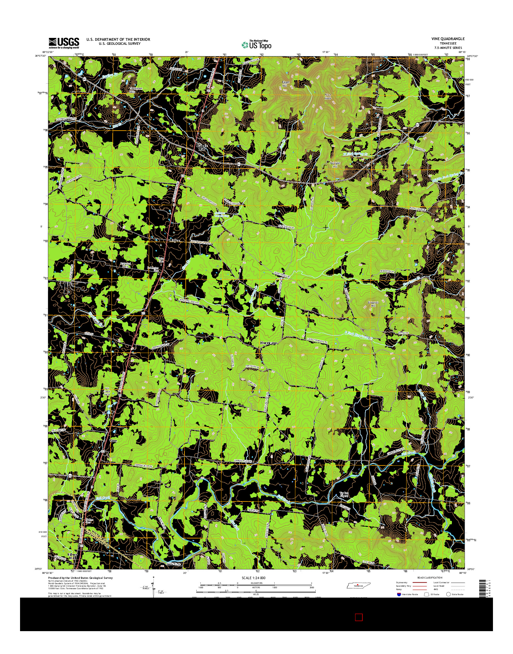 USGS US TOPO 7.5-MINUTE MAP FOR VINE, TN 2016