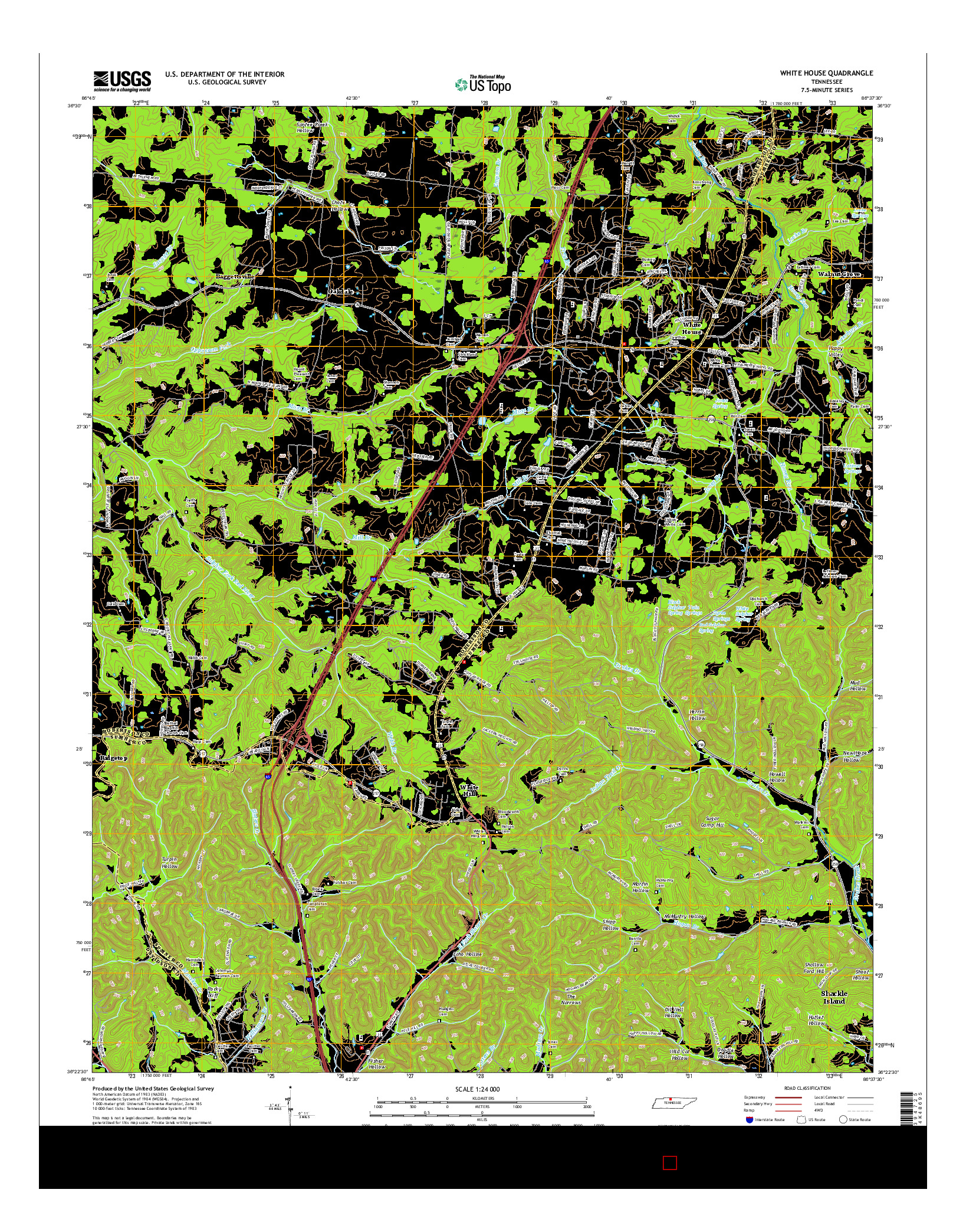 USGS US TOPO 7.5-MINUTE MAP FOR WHITE HOUSE, TN 2016