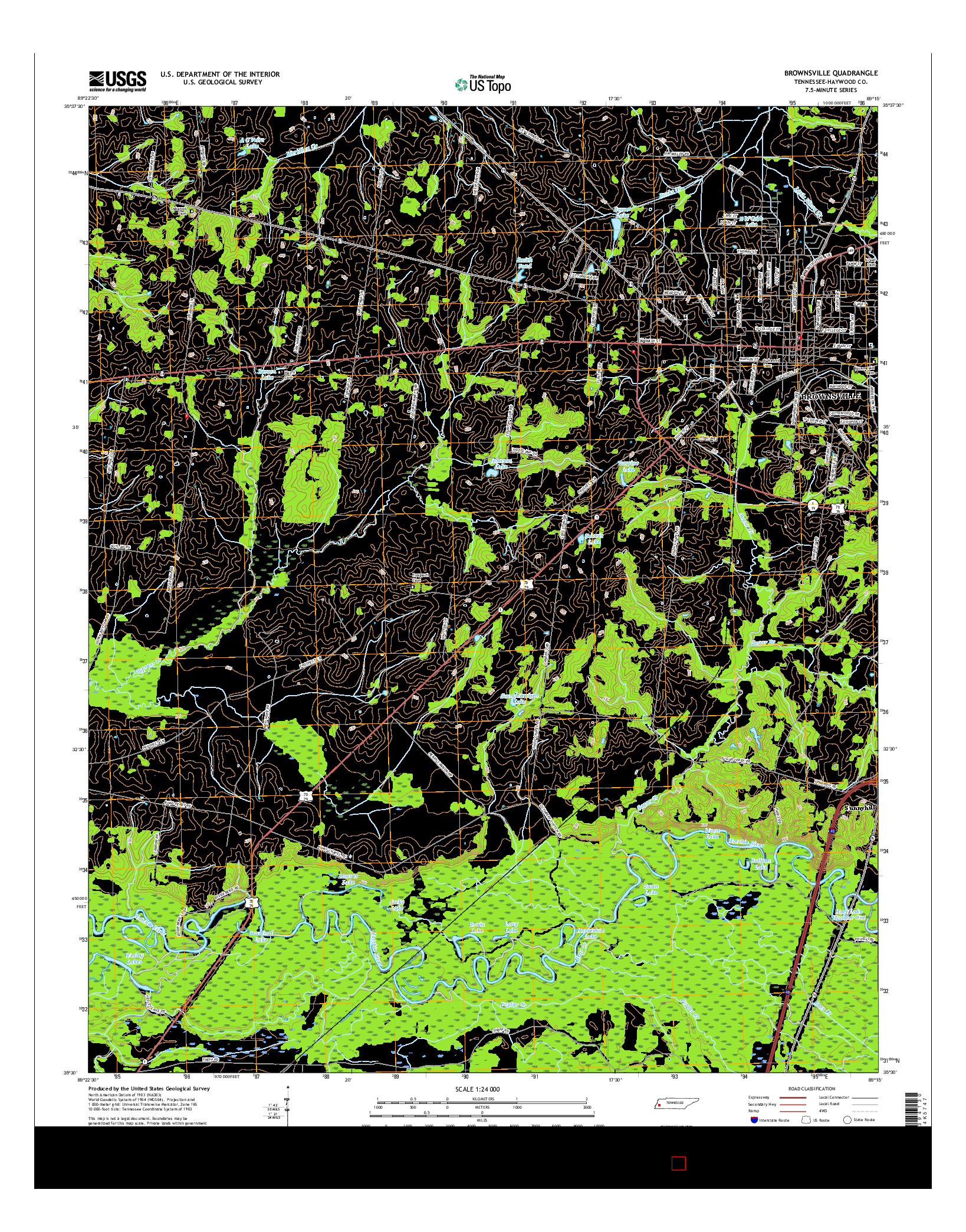 USGS US TOPO 7.5-MINUTE MAP FOR BROWNSVILLE, TN 2016